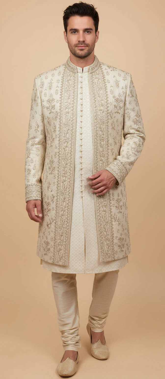 Cream Timeless Sherwani - Image 2