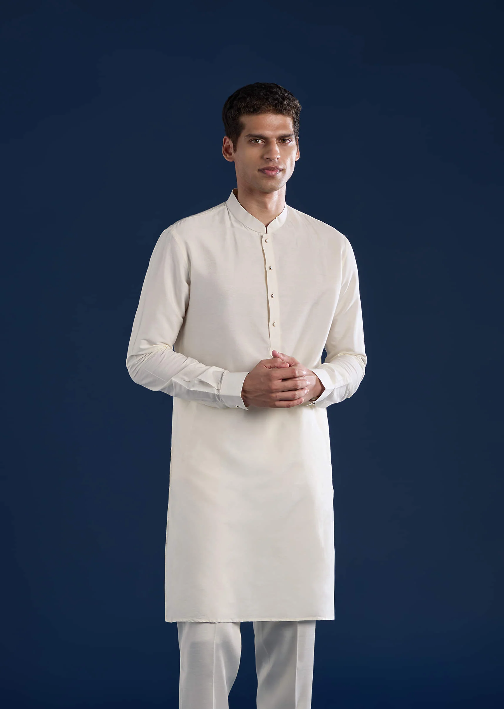 Cream Viscose Jacket Kurta Set With Embellished Work - Image 6