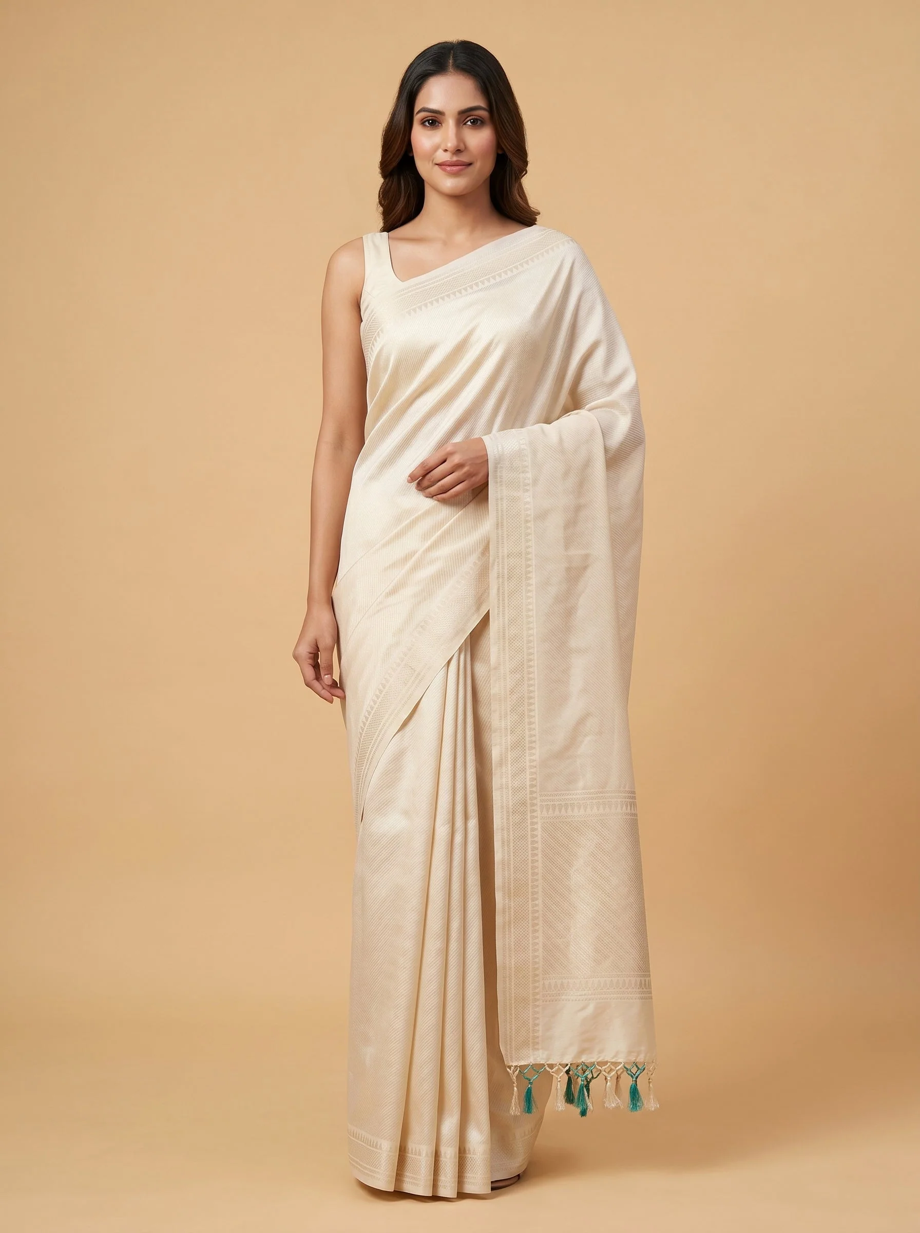 Cream Whisper Handloom Saree
