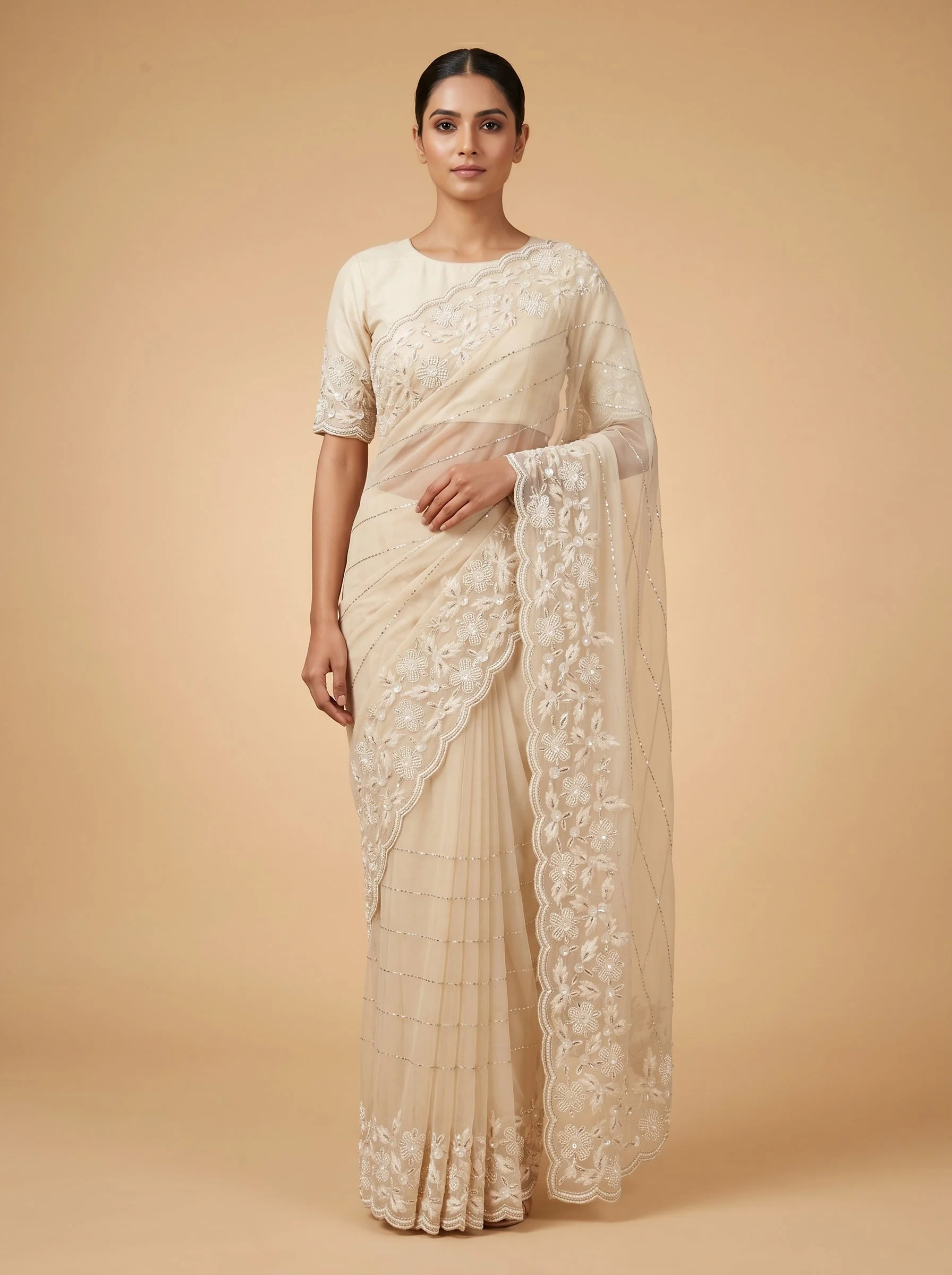 Creamy White Radiance Saree