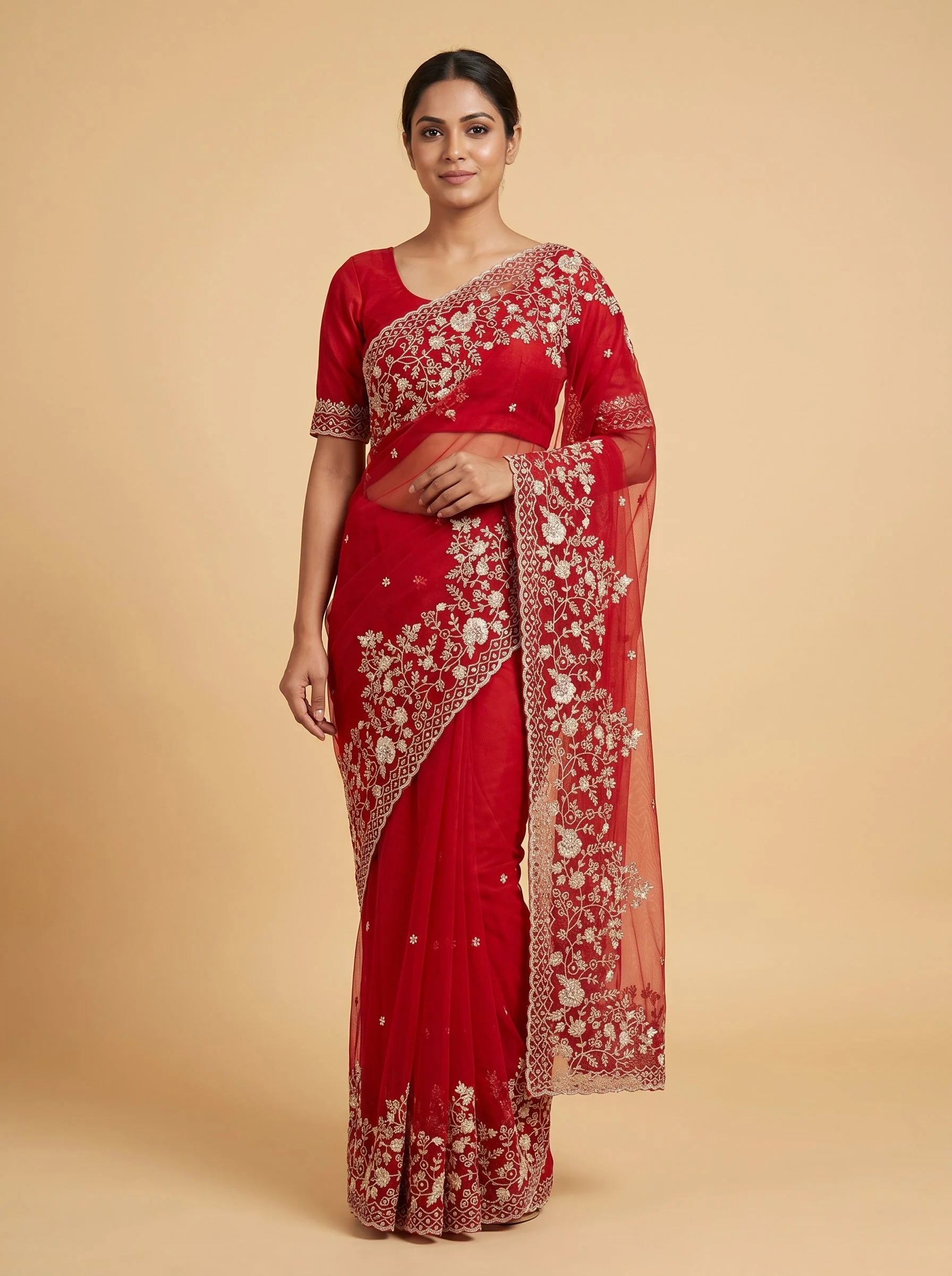 Crimson Glow Charm Saree