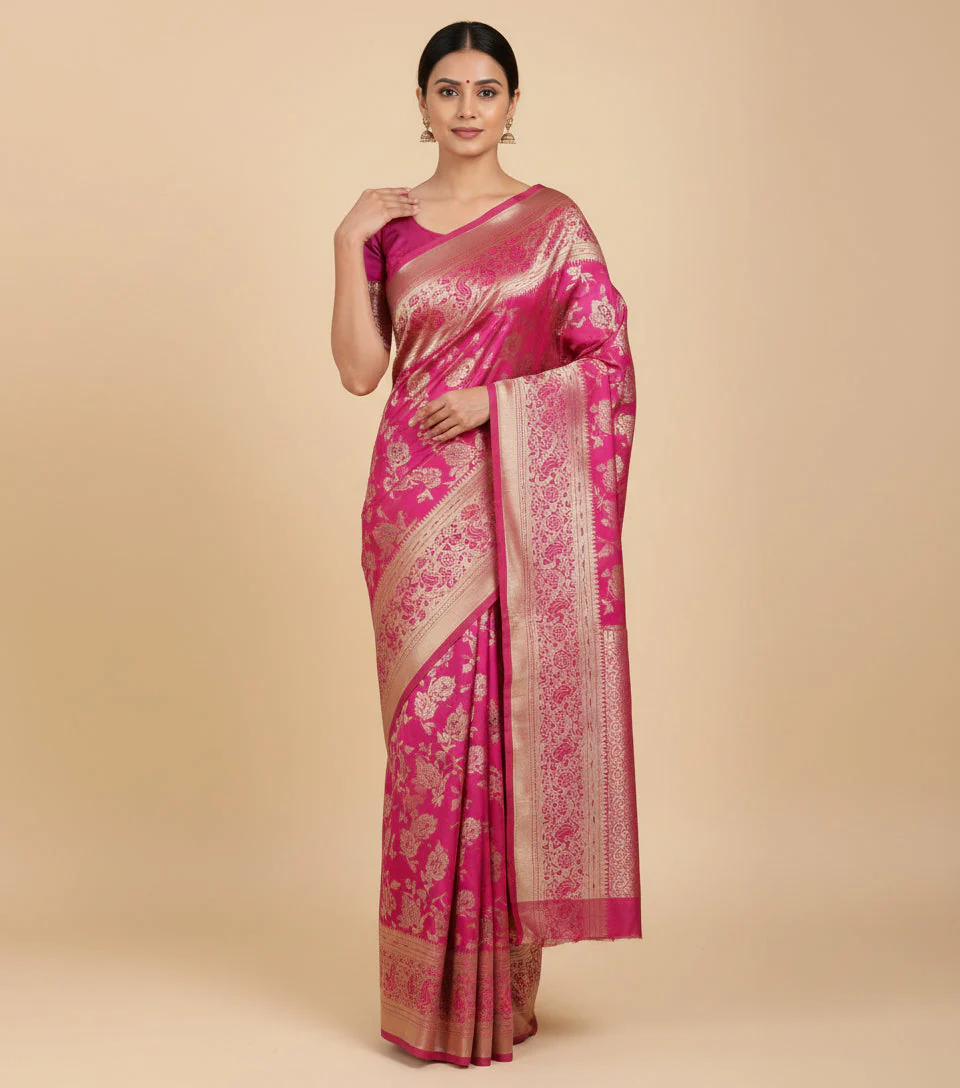 Crimson Red Handloom Saree - Image 2