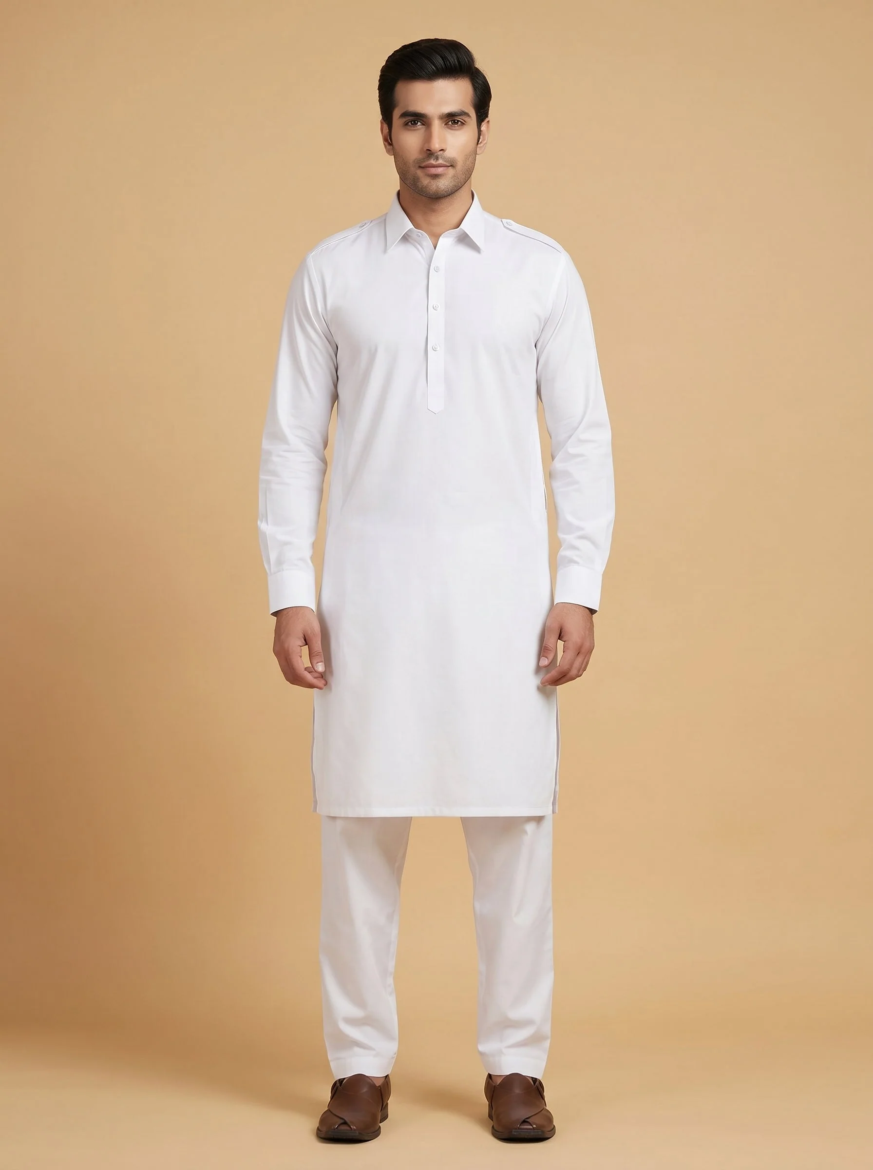 Crisp White Straight Kurta Set