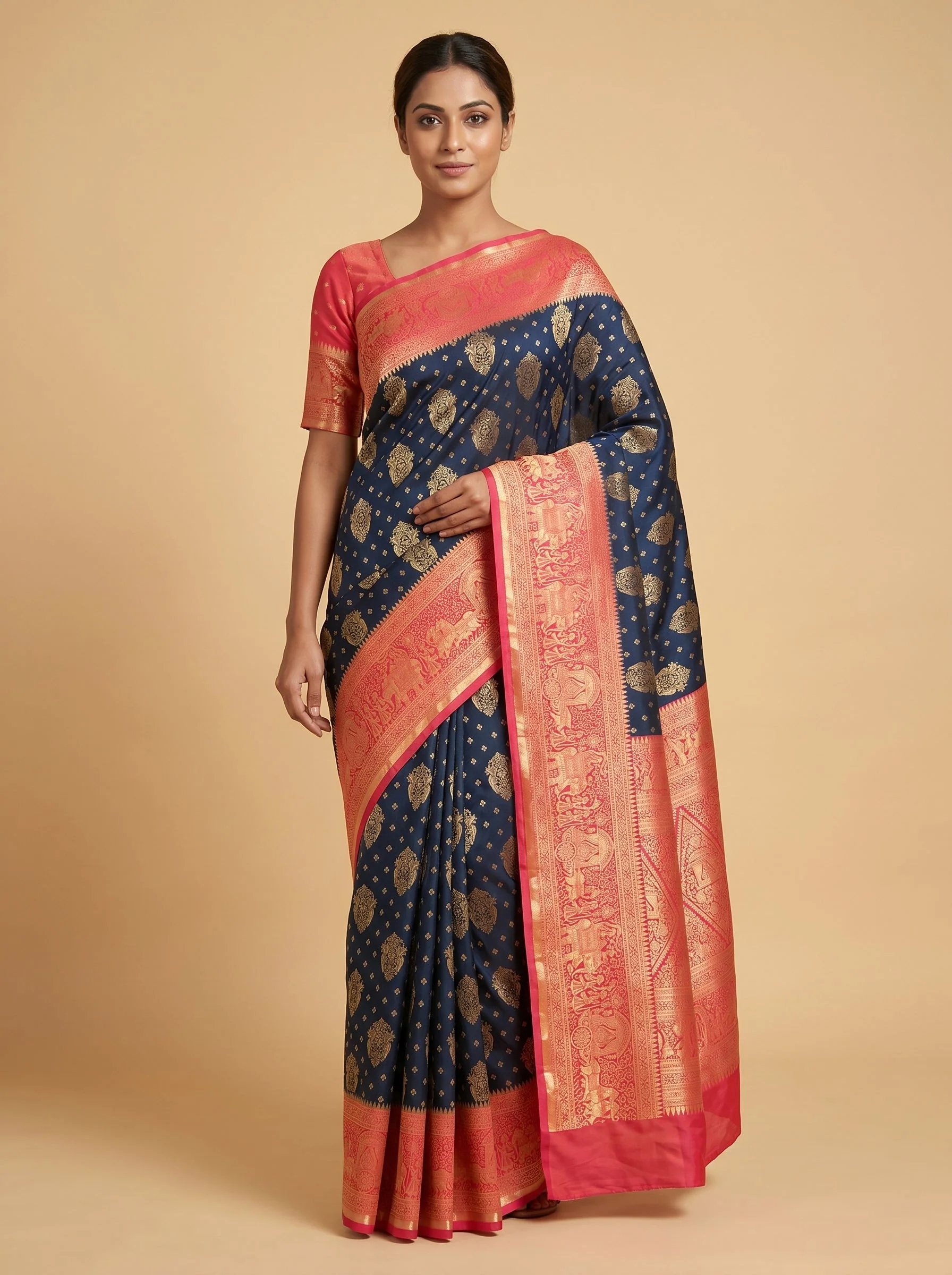 Dark Green Deep Tone Handloom Saree