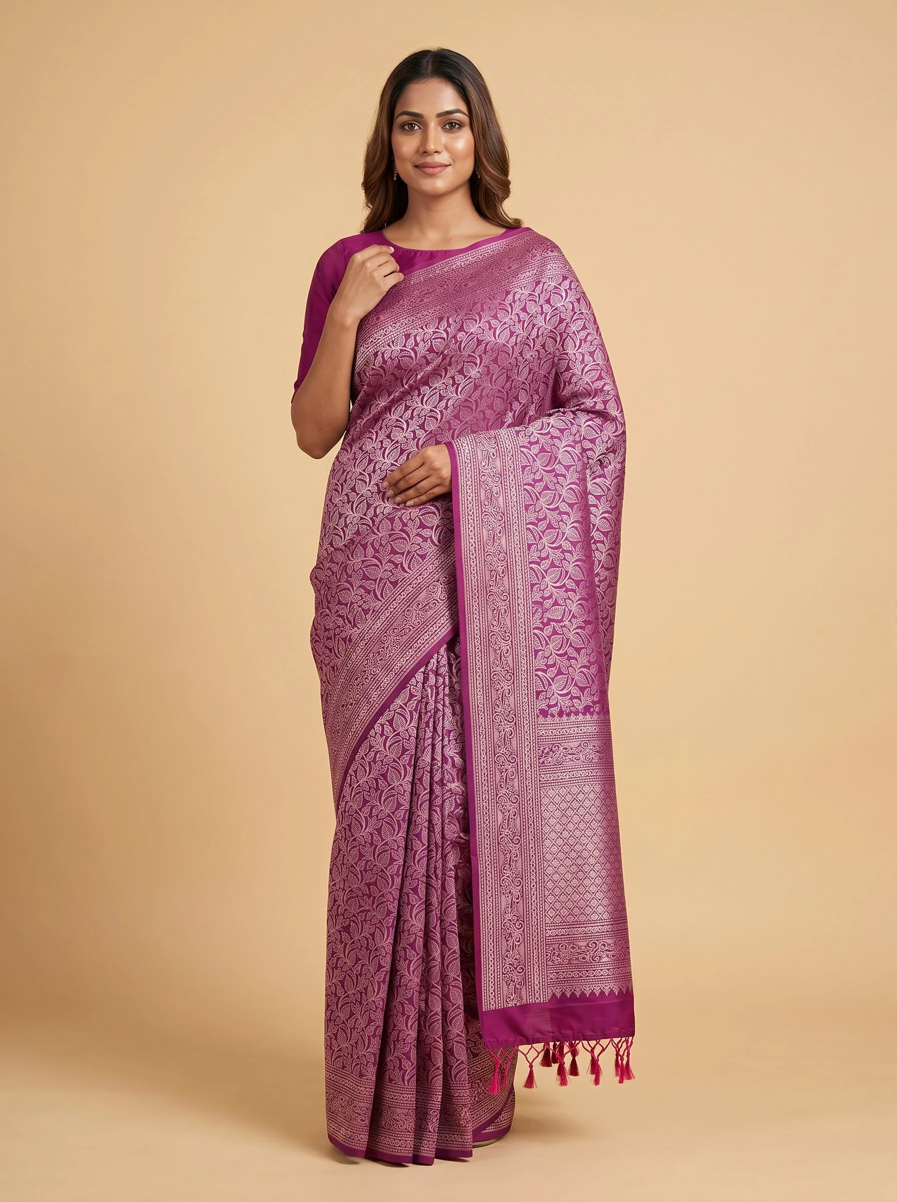 Dark Green Velvet Handloom Saree