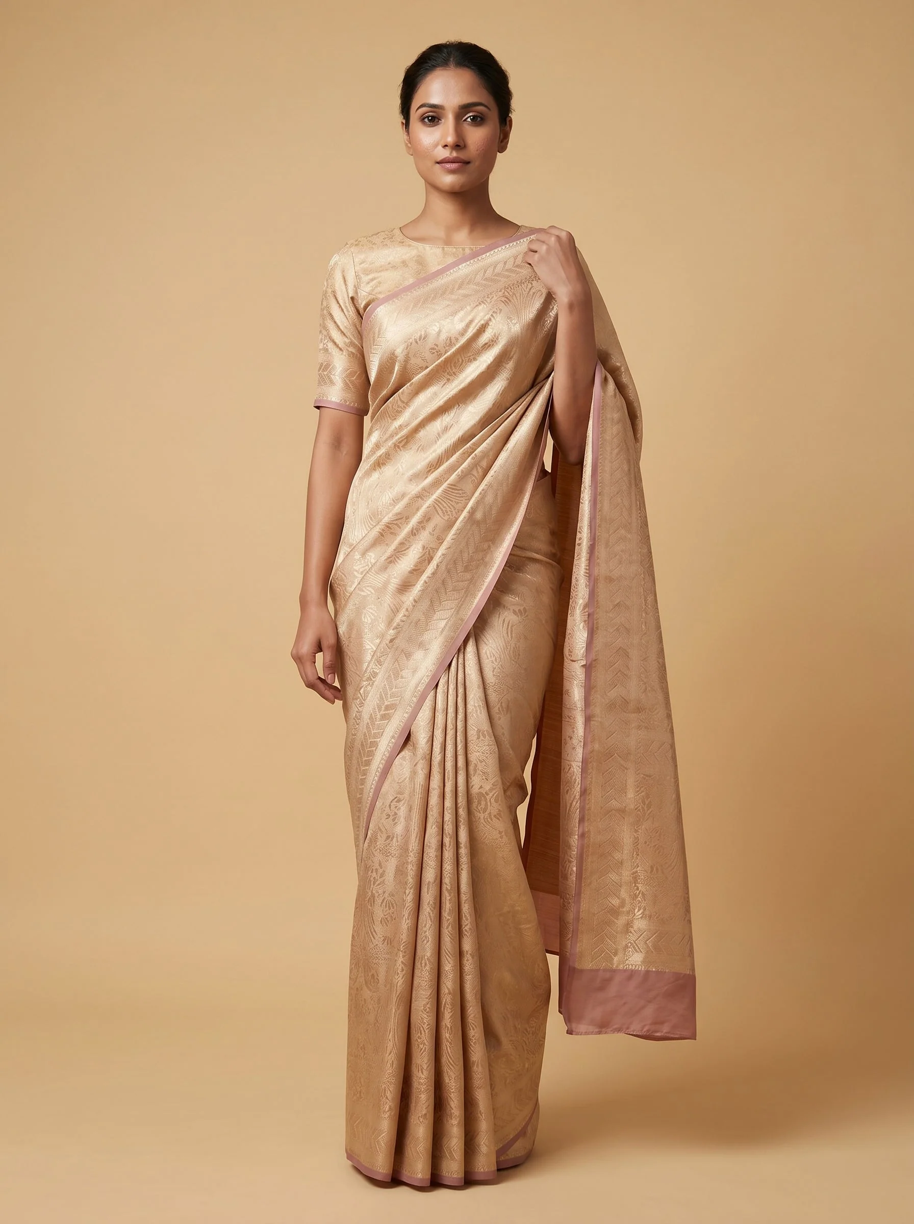 Dark Peach Warm Flow Handloom Saree