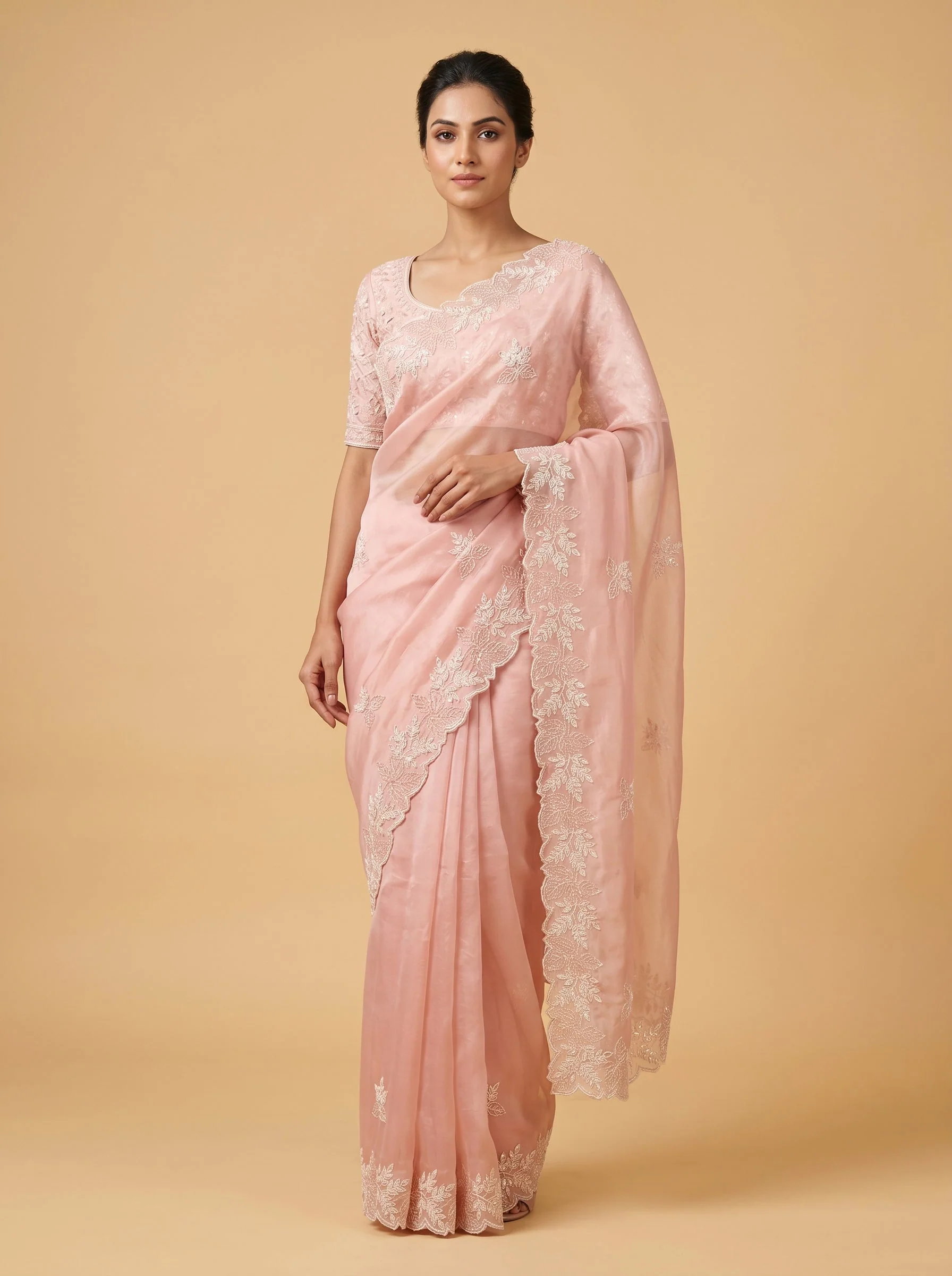 Dark Pink Radiant Embroidered Saree