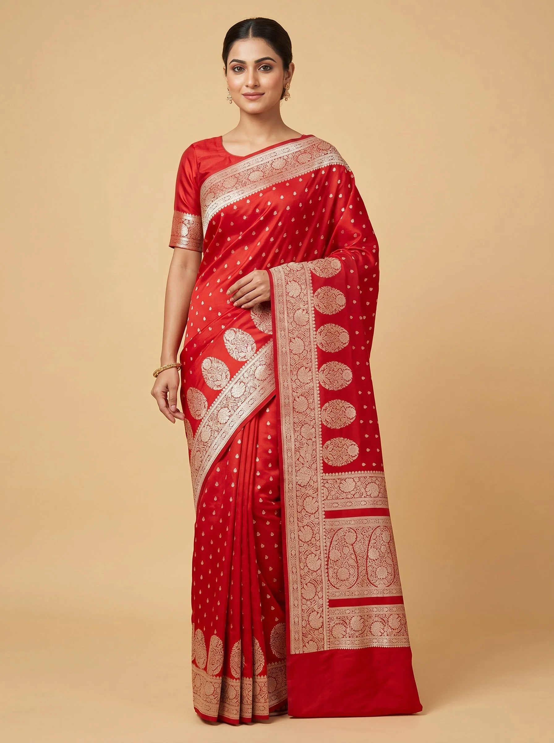 Dark Red Glow Handloom Saree