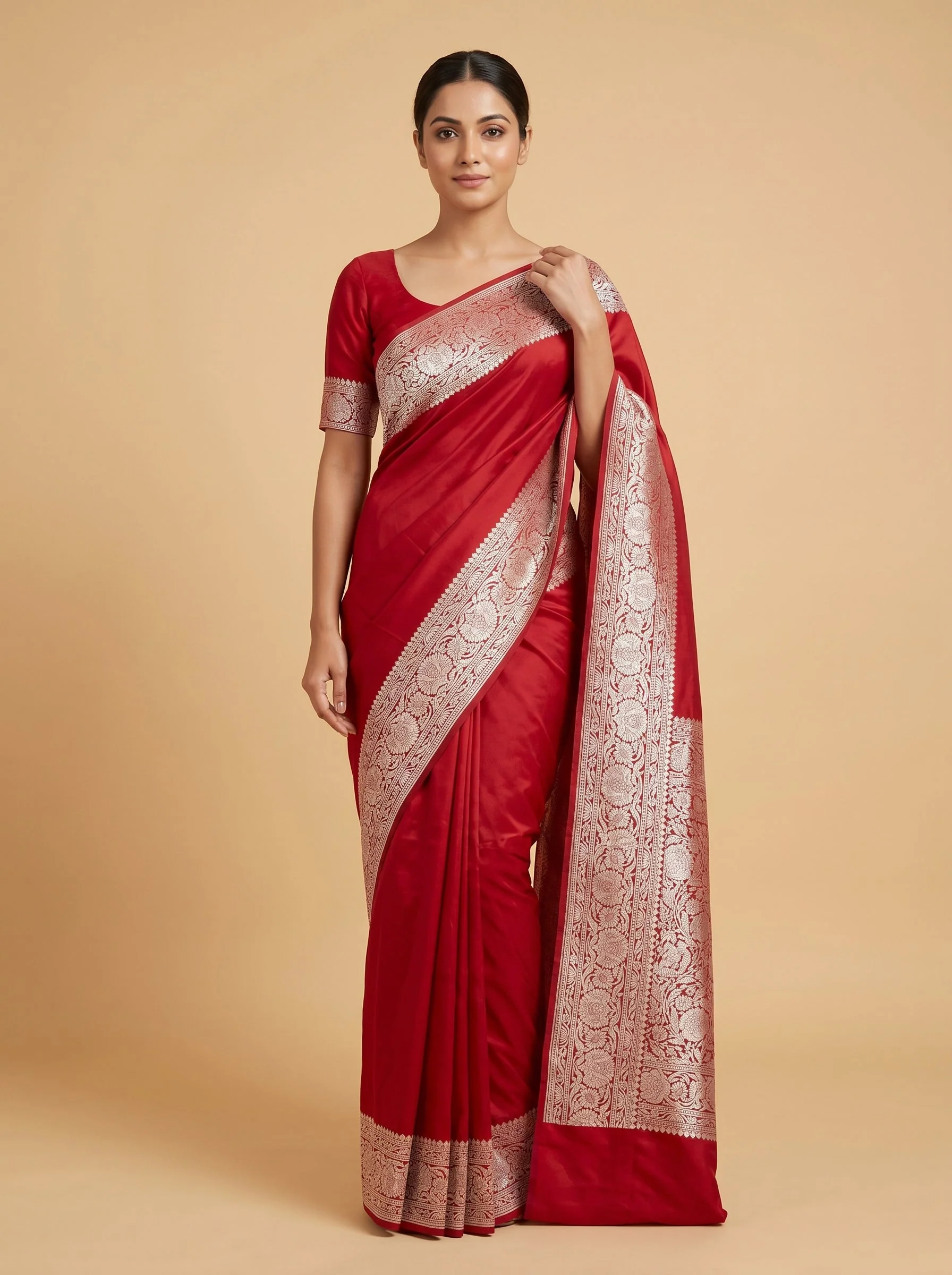 Dark Red Intense Presence Handloom Saree