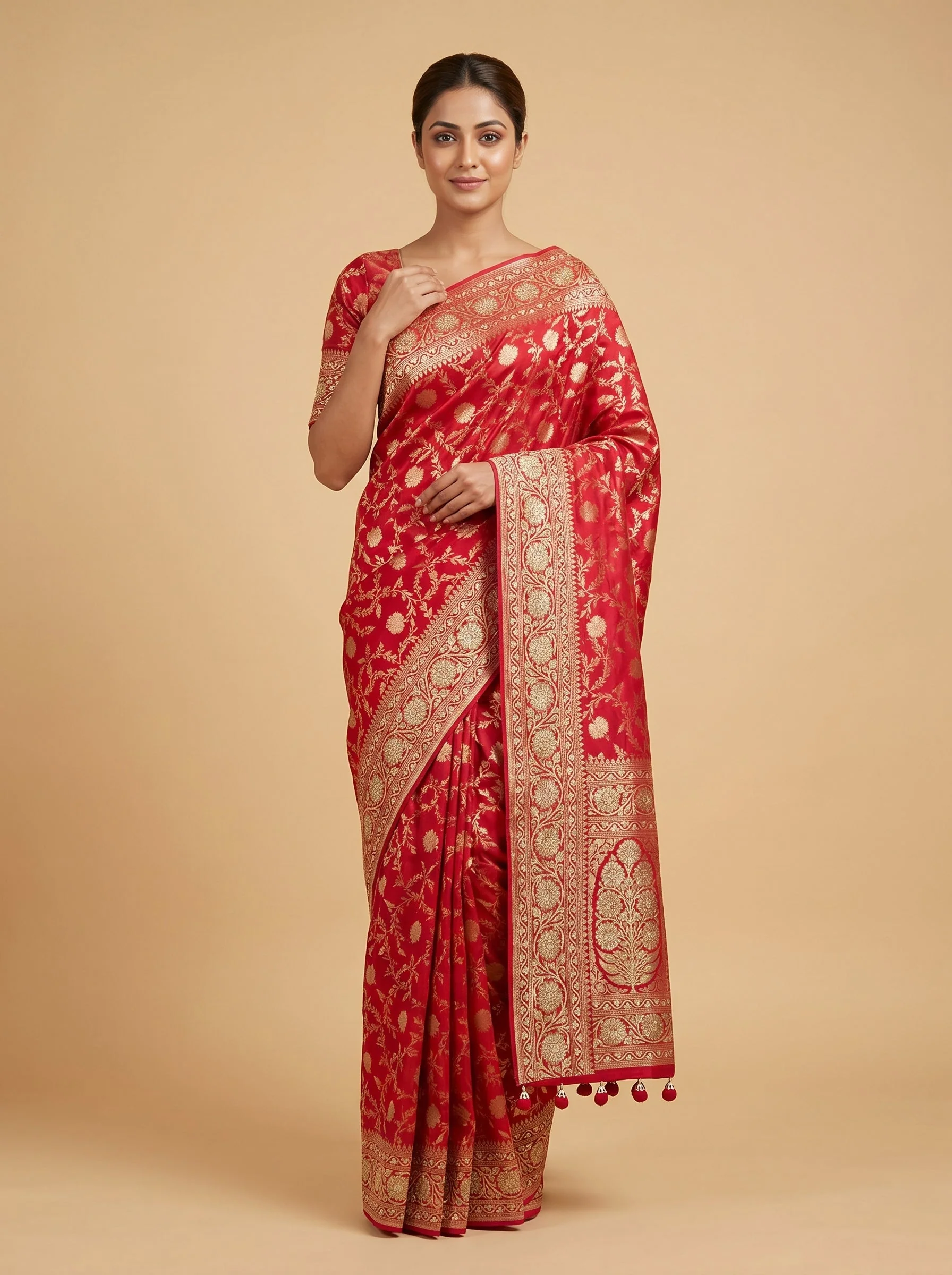 Deep Magenta Bold Embroidered Saree