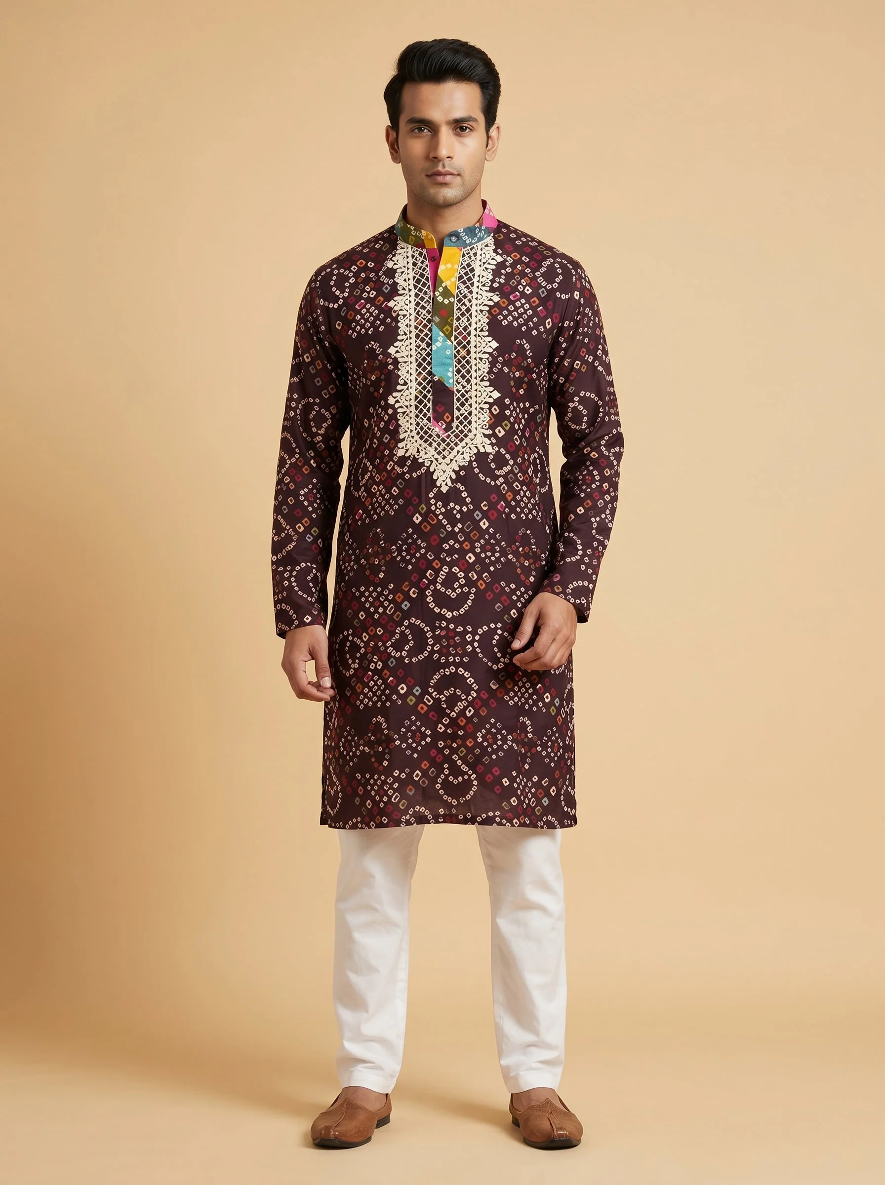 Deep Wine Embroidered Kurta Set