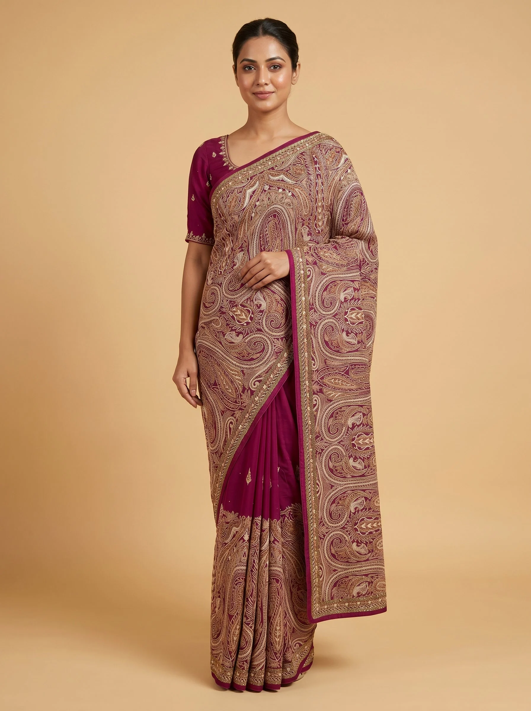Deep Wine Radiance Saree