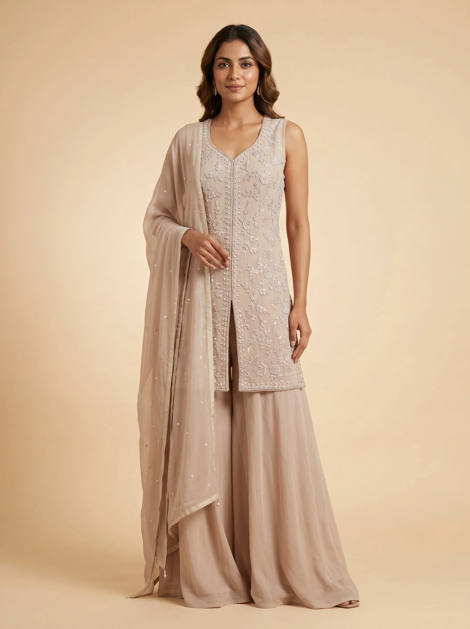 Desert Sand Beige Palazzo Set