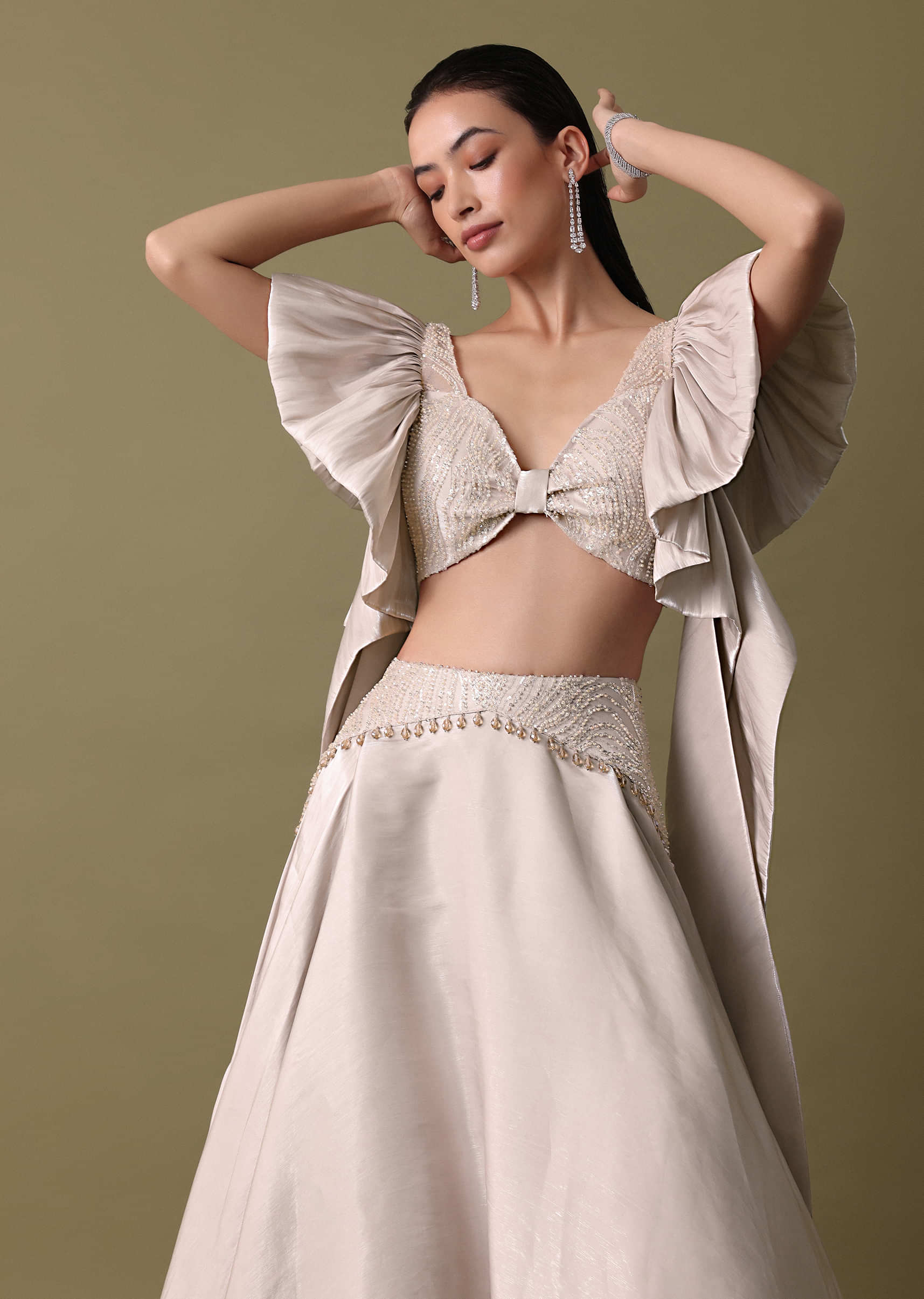 Double Layered Skirt With Lilac Frill Blouse - Image 4