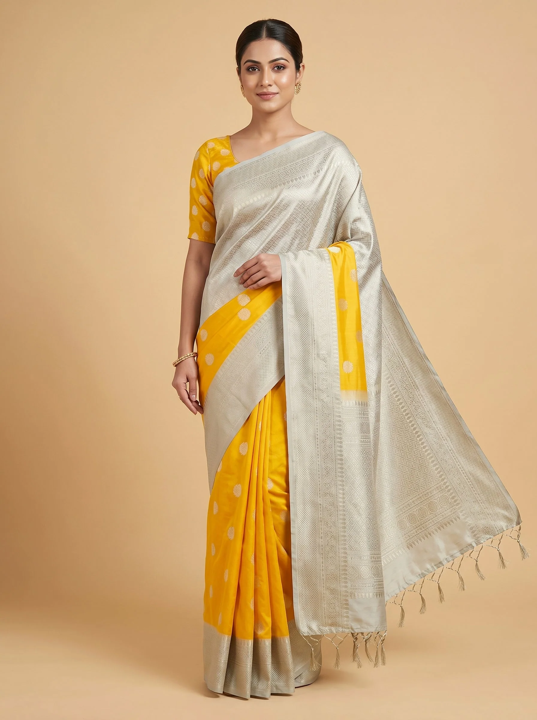 Dual Tone Mustard Handloom Saree