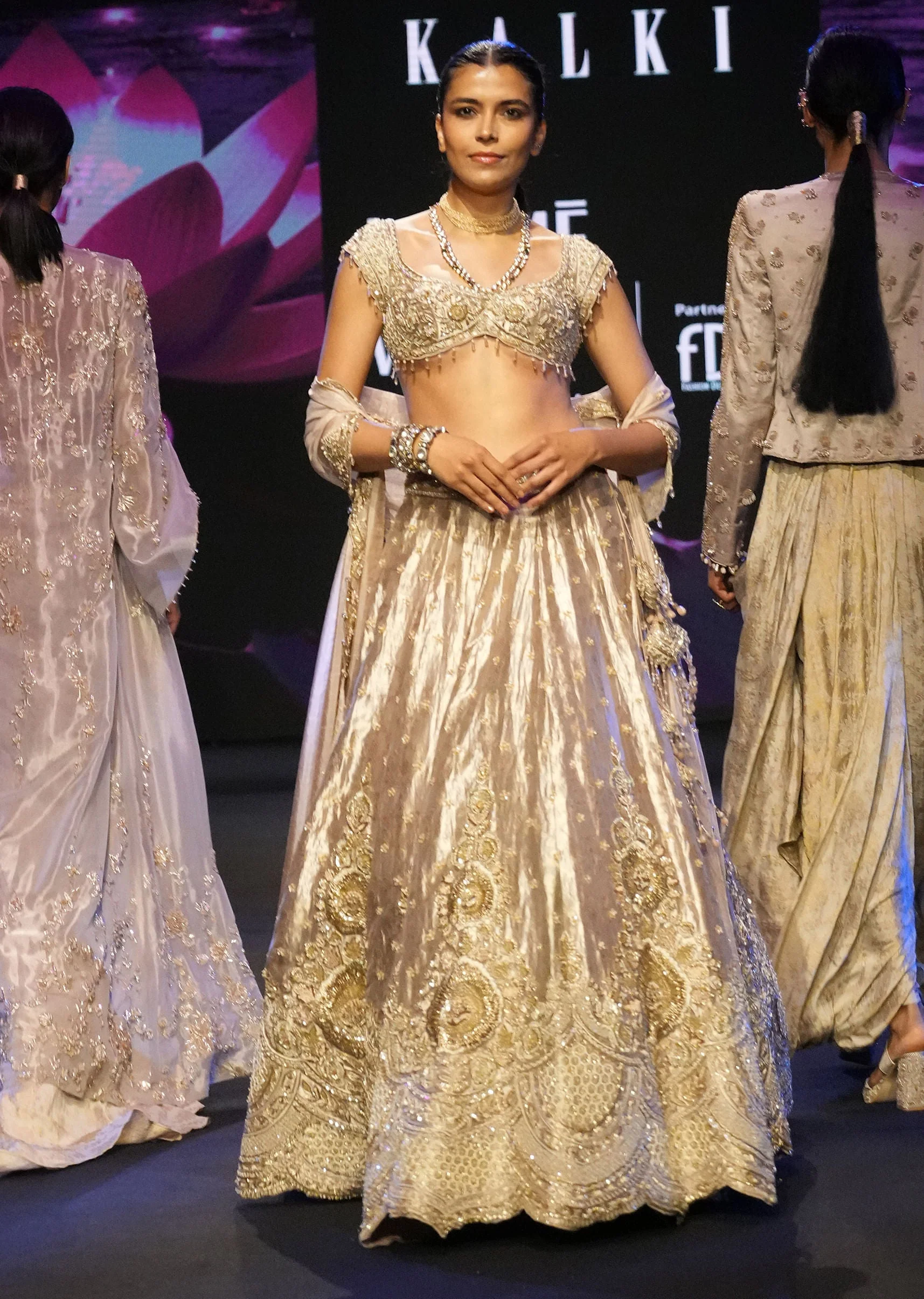 Dusty Pink Brocade Hand Embroidered Bridal Lehenga With Two Dupattas - Image 7