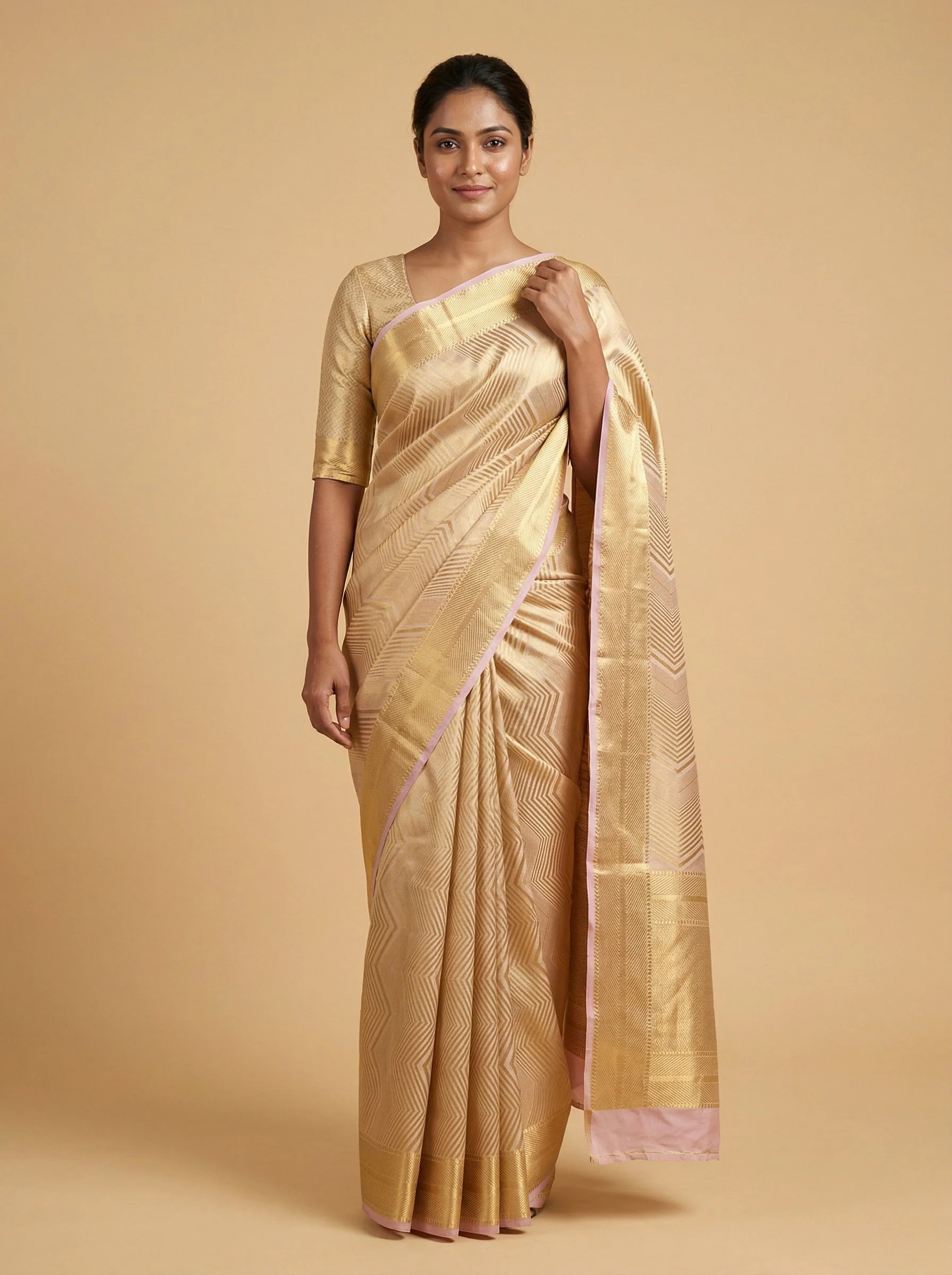 Dusty Pink Rose Gold Handloom Saree