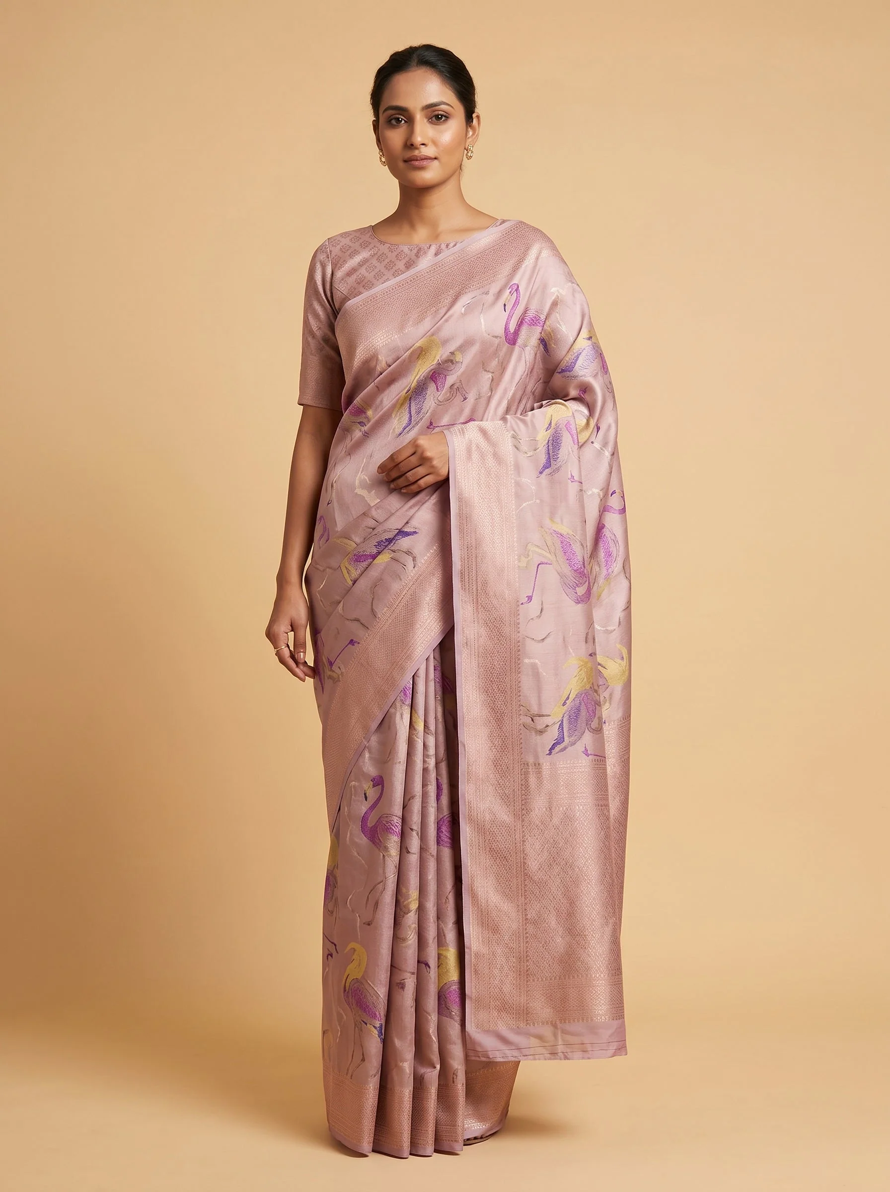 Dusty Pink Soft Tone Handloom Saree