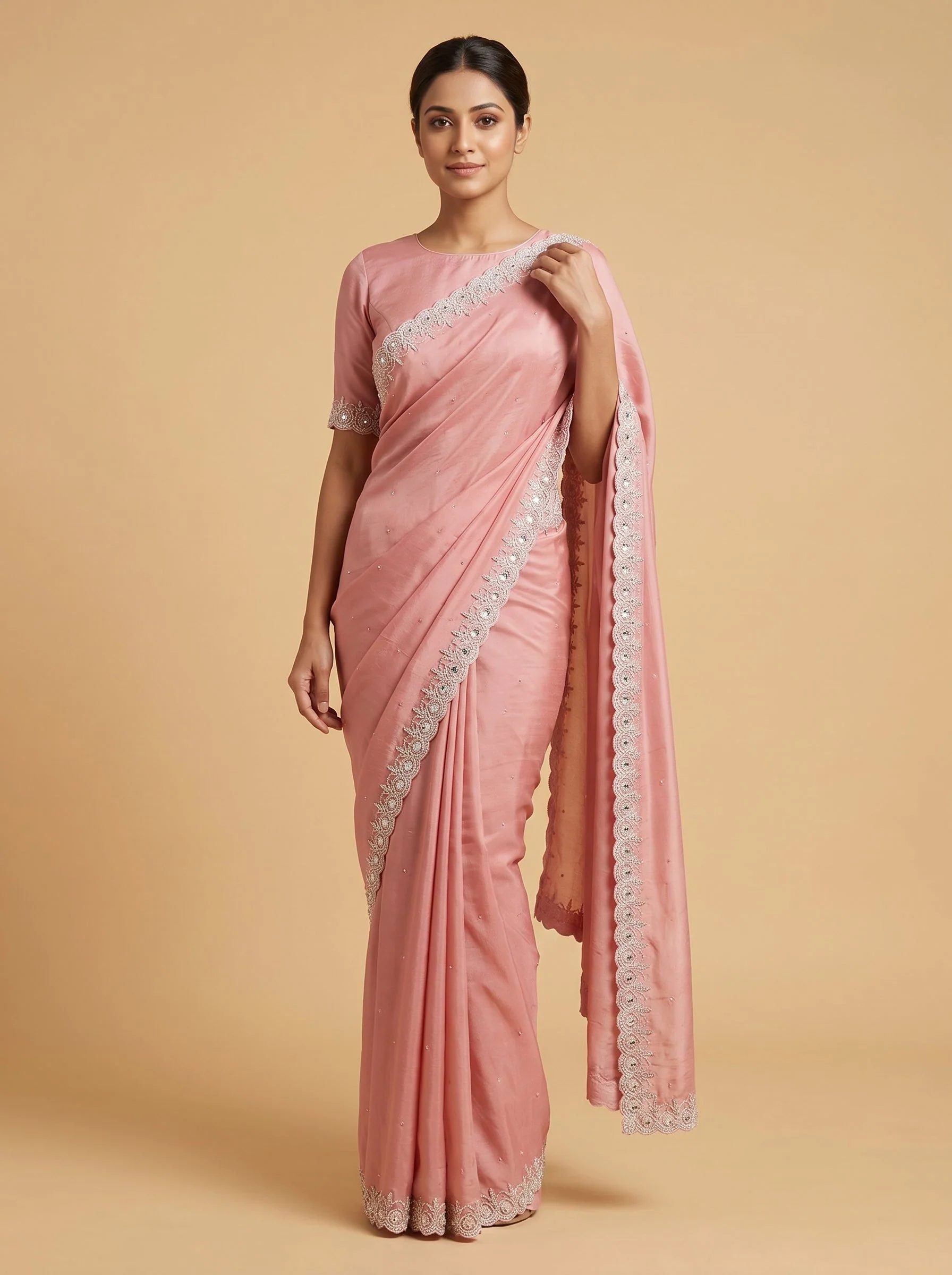 Dusty Rose Glow Saree