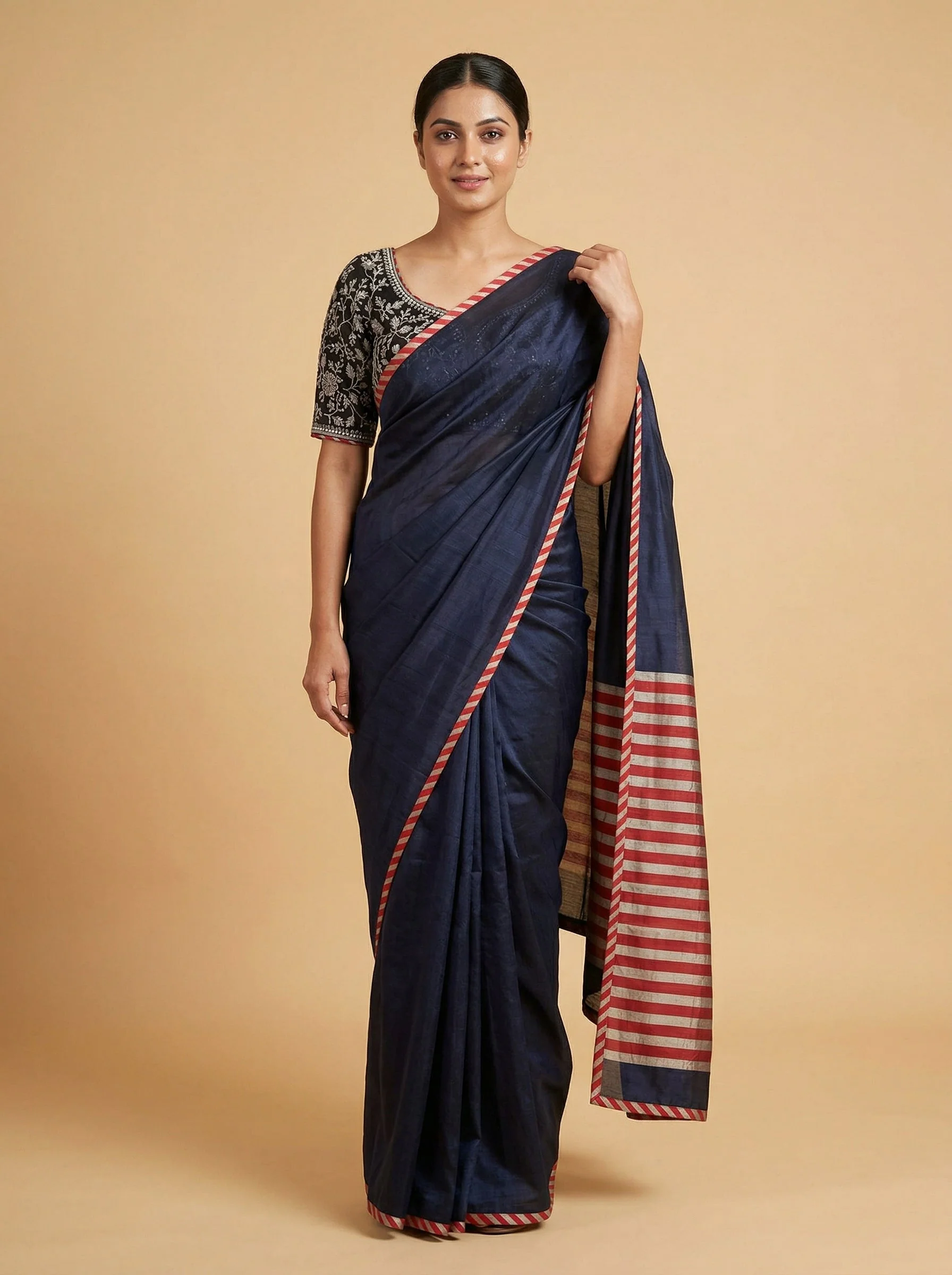 Ebony Black Embroidered Saree