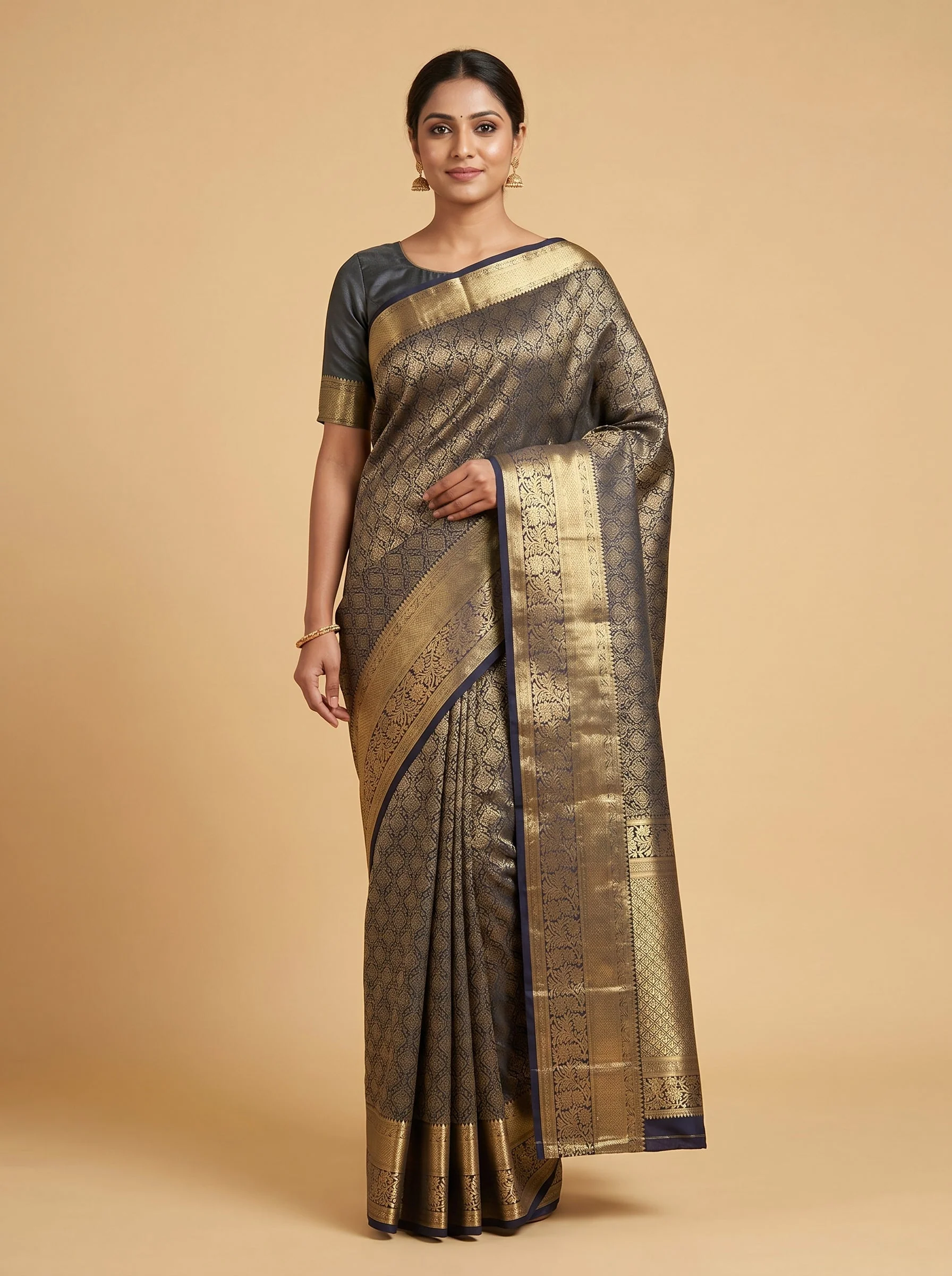 Ebony Black Mystery Handloom Saree