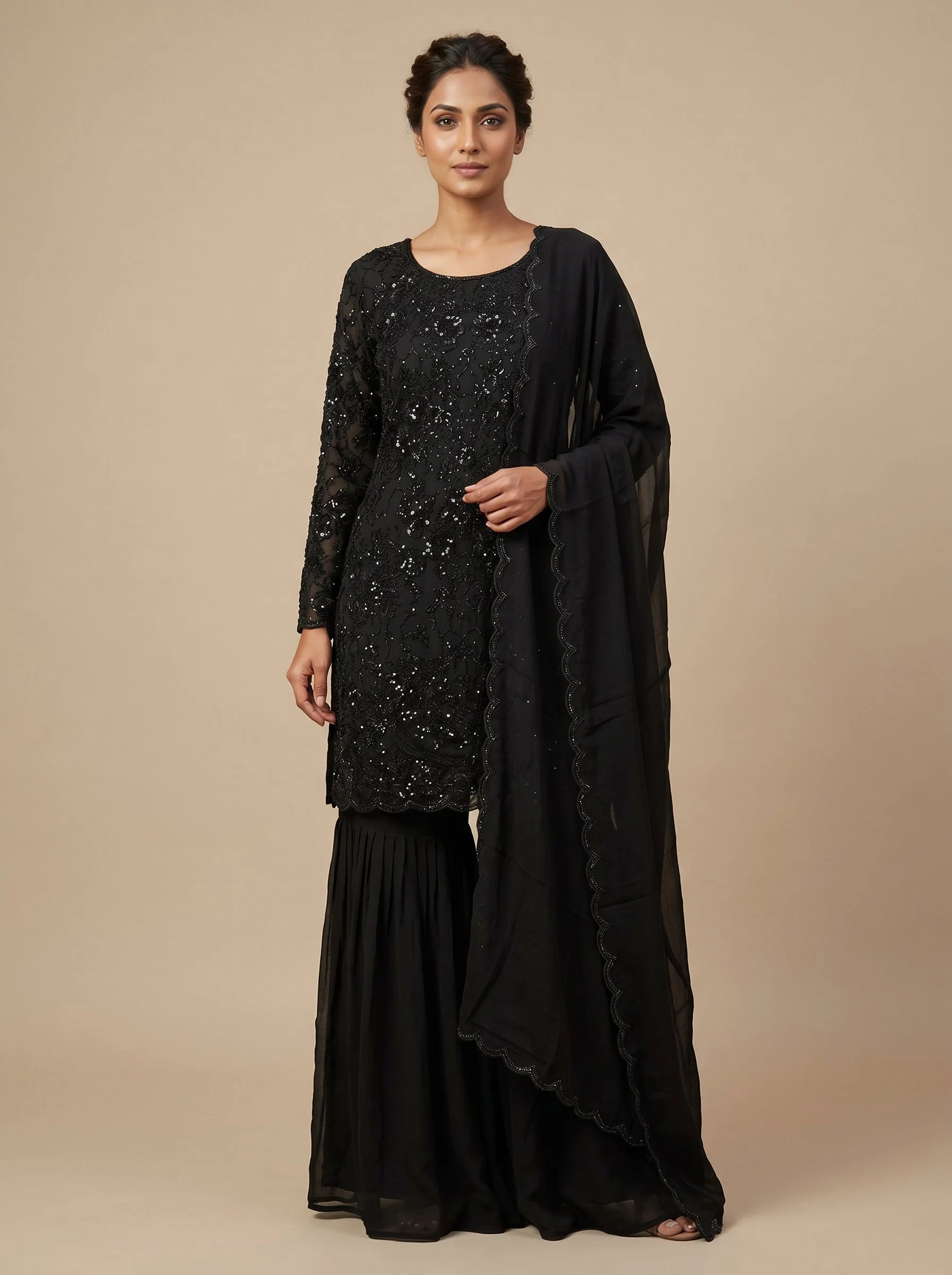 Eclipse Black Sharara Set