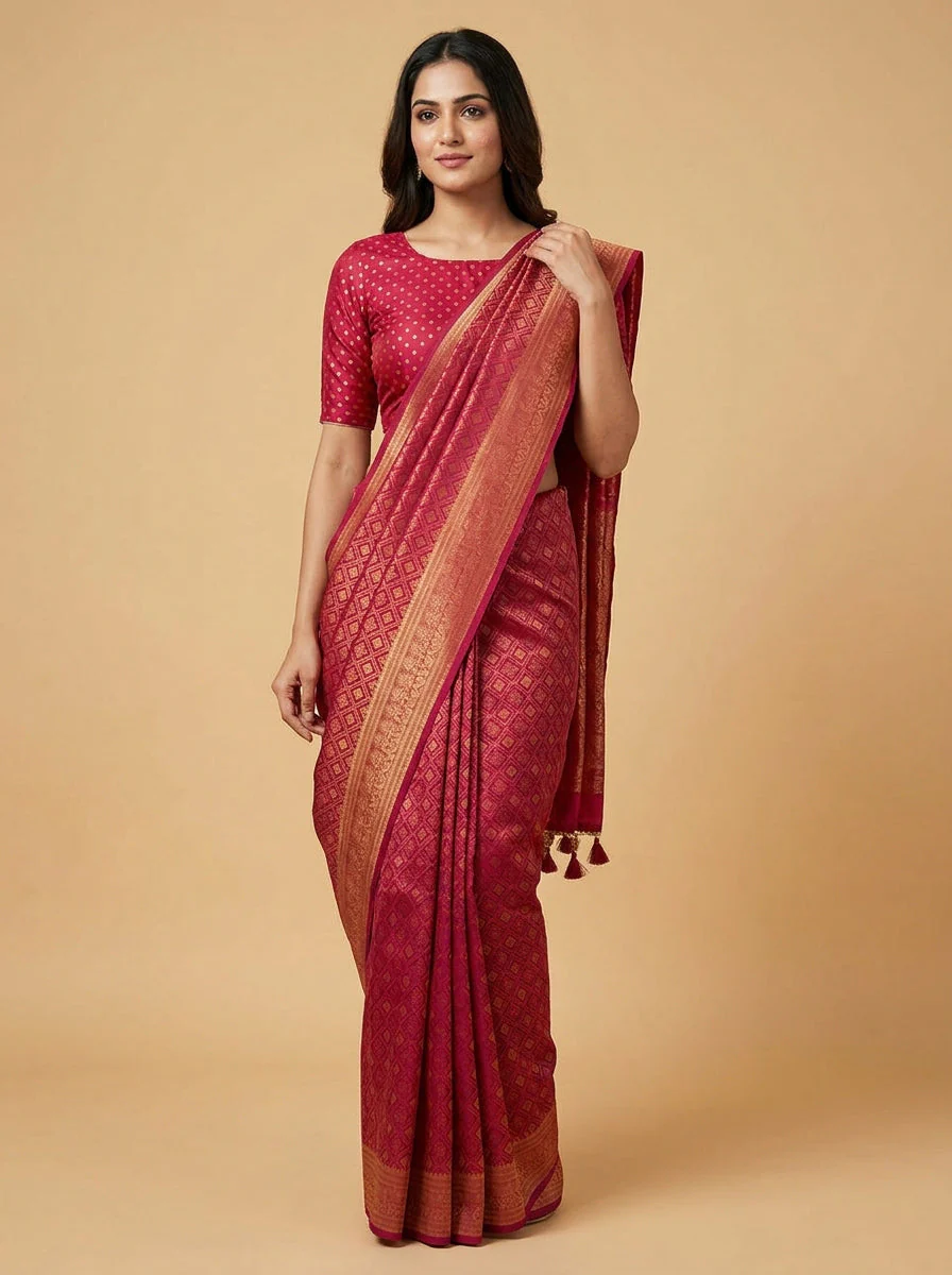 Electric Magenta Statement Glam Saree