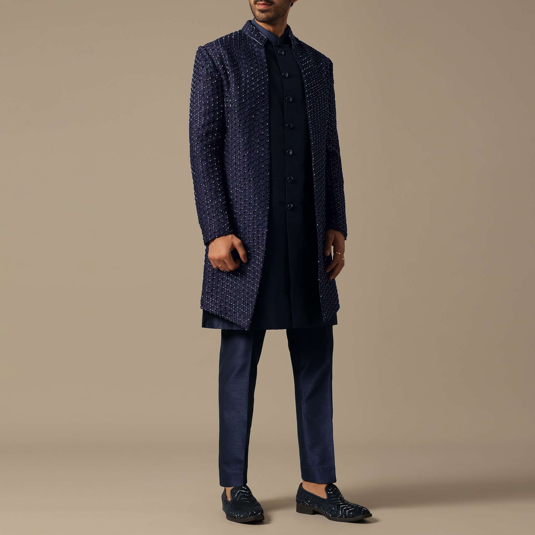 Elegant Blue Indowestern For Grooms