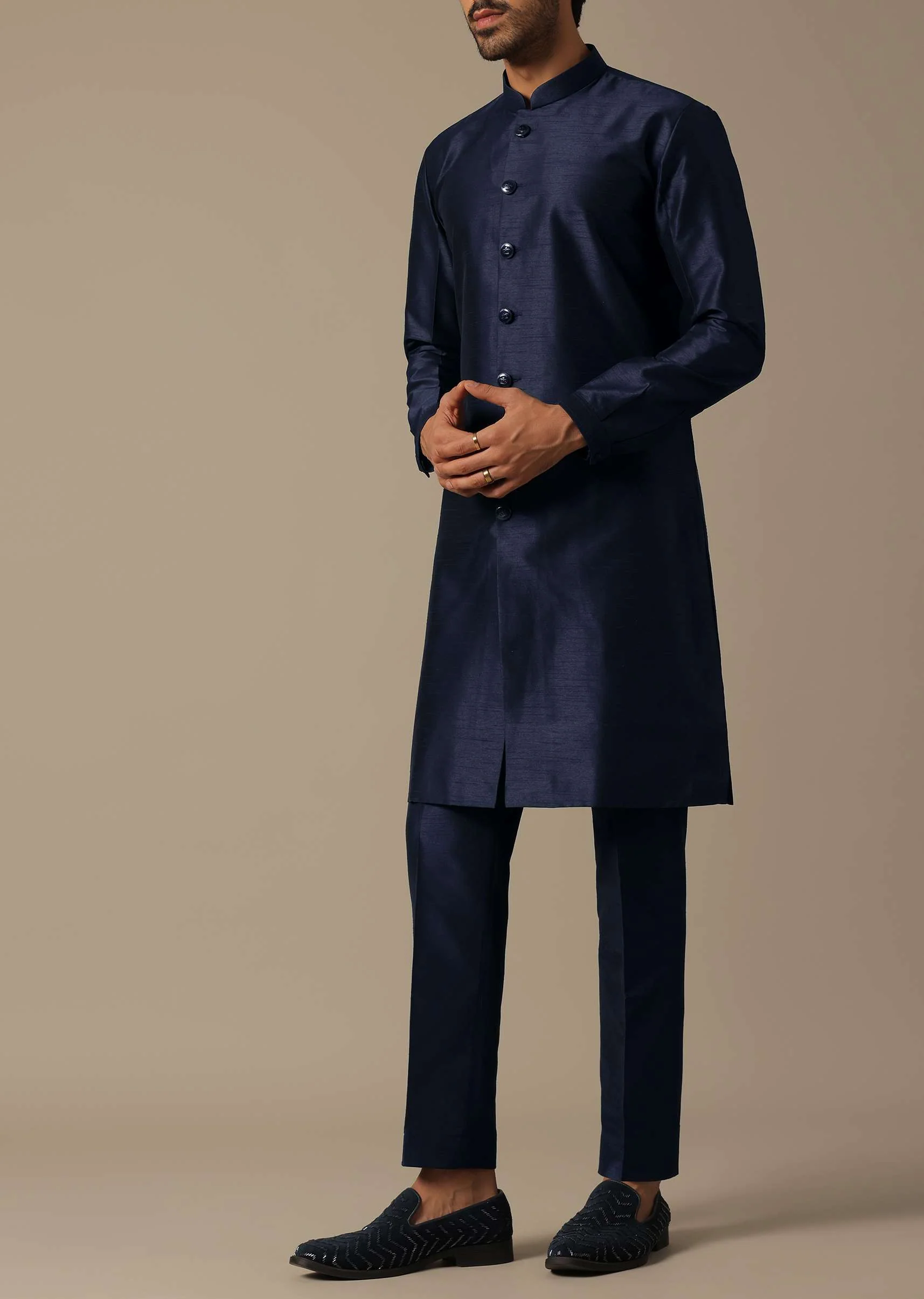 Elegant Blue Indowestern For Grooms - Image 3