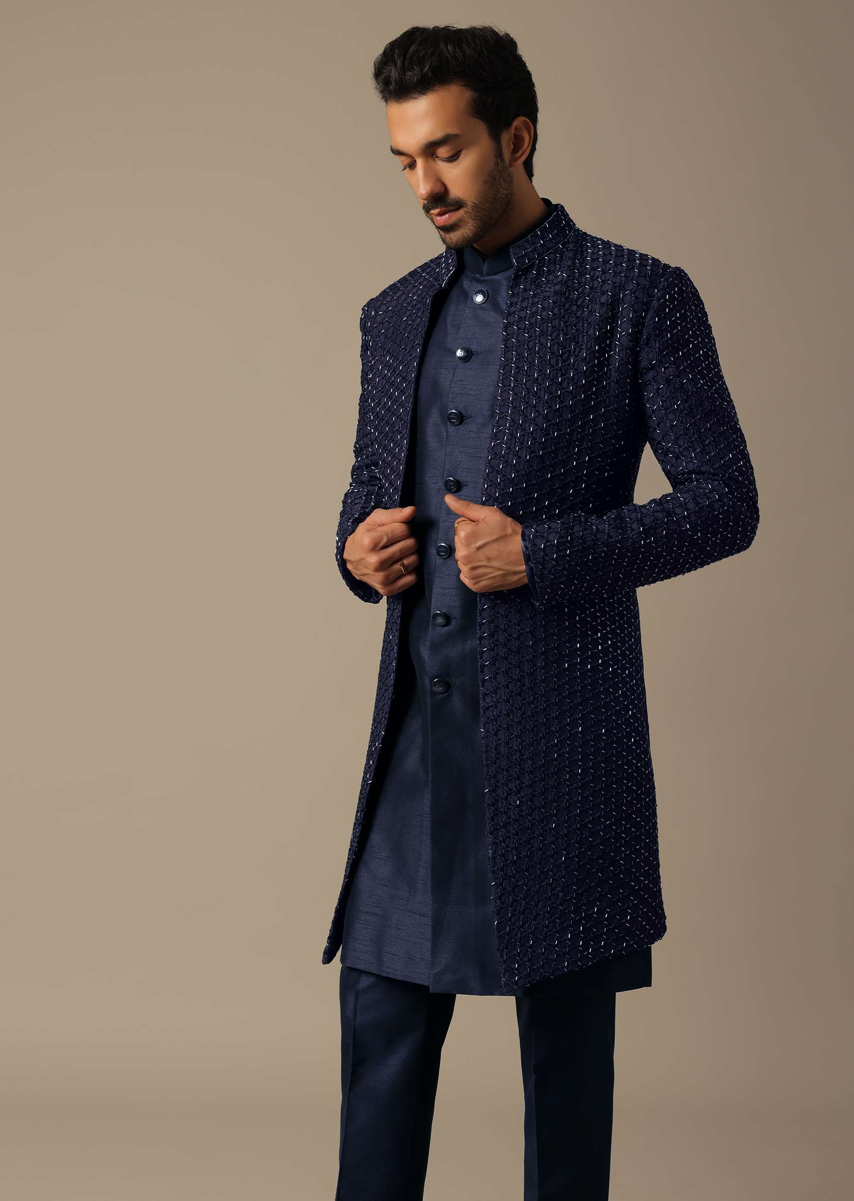 Elegant Blue Indowestern For Grooms - Image 7
