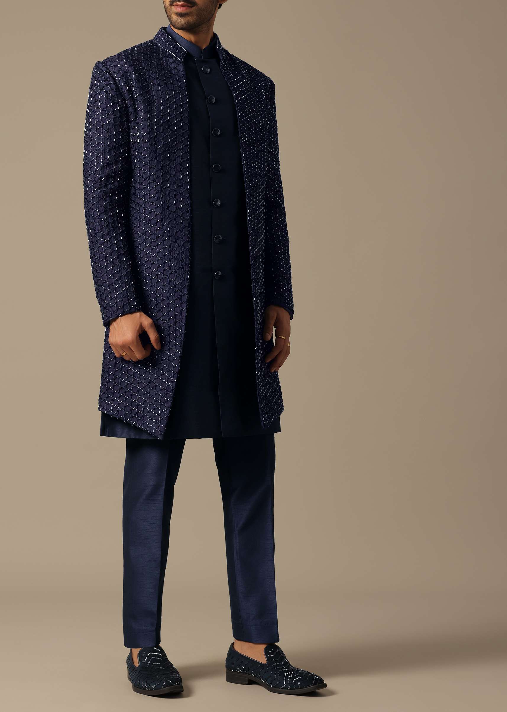 Elegant Blue Indowestern For Grooms - Image 8