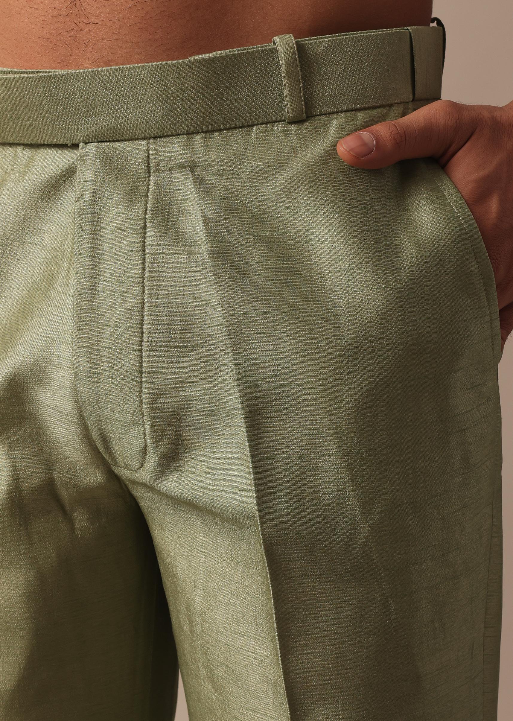 Elegant Green Indowestern Set Featuring Striking Self Work - Image 7