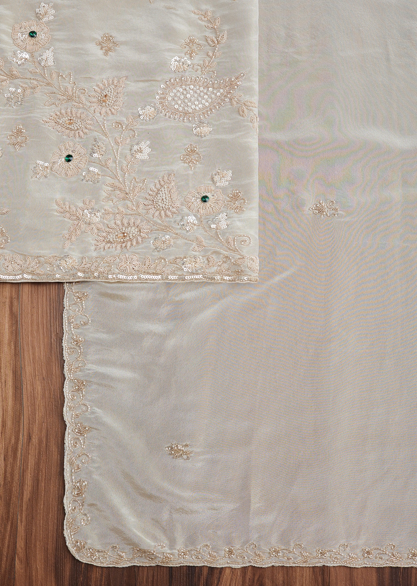 Elegant Off White Tissue Suit Set - Image 3