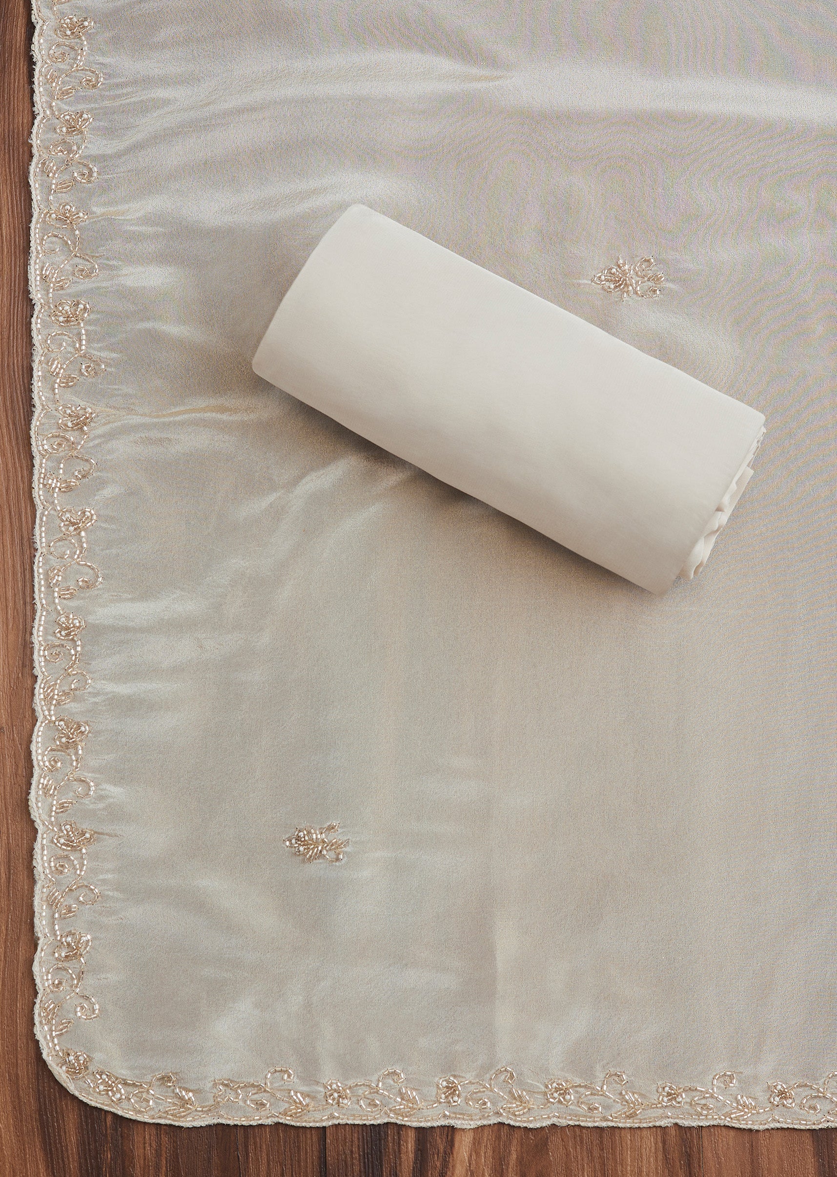 Elegant Off White Tissue Suit Set - Image 4
