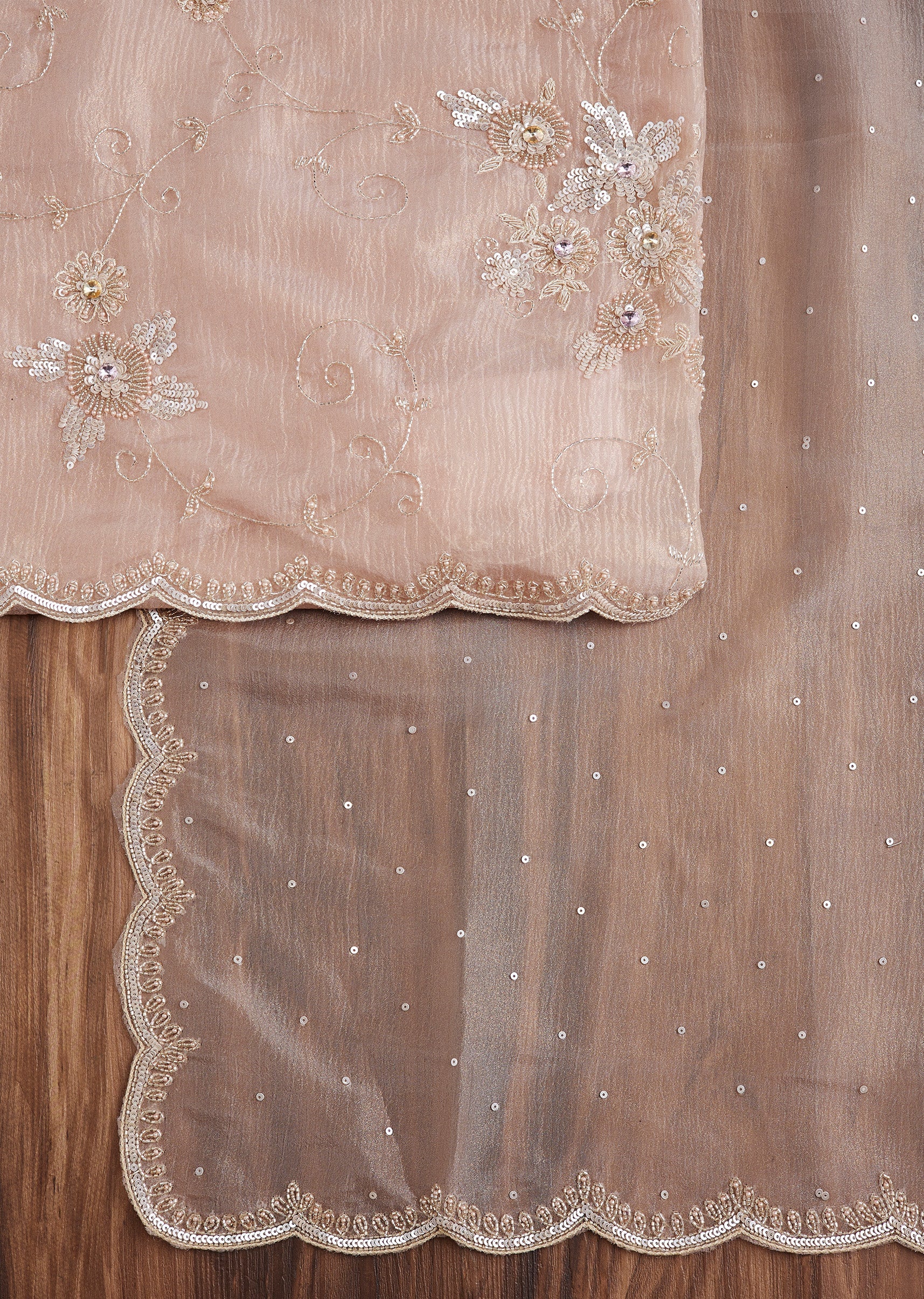Elegant Peach Tissue Suit Set - Image 3