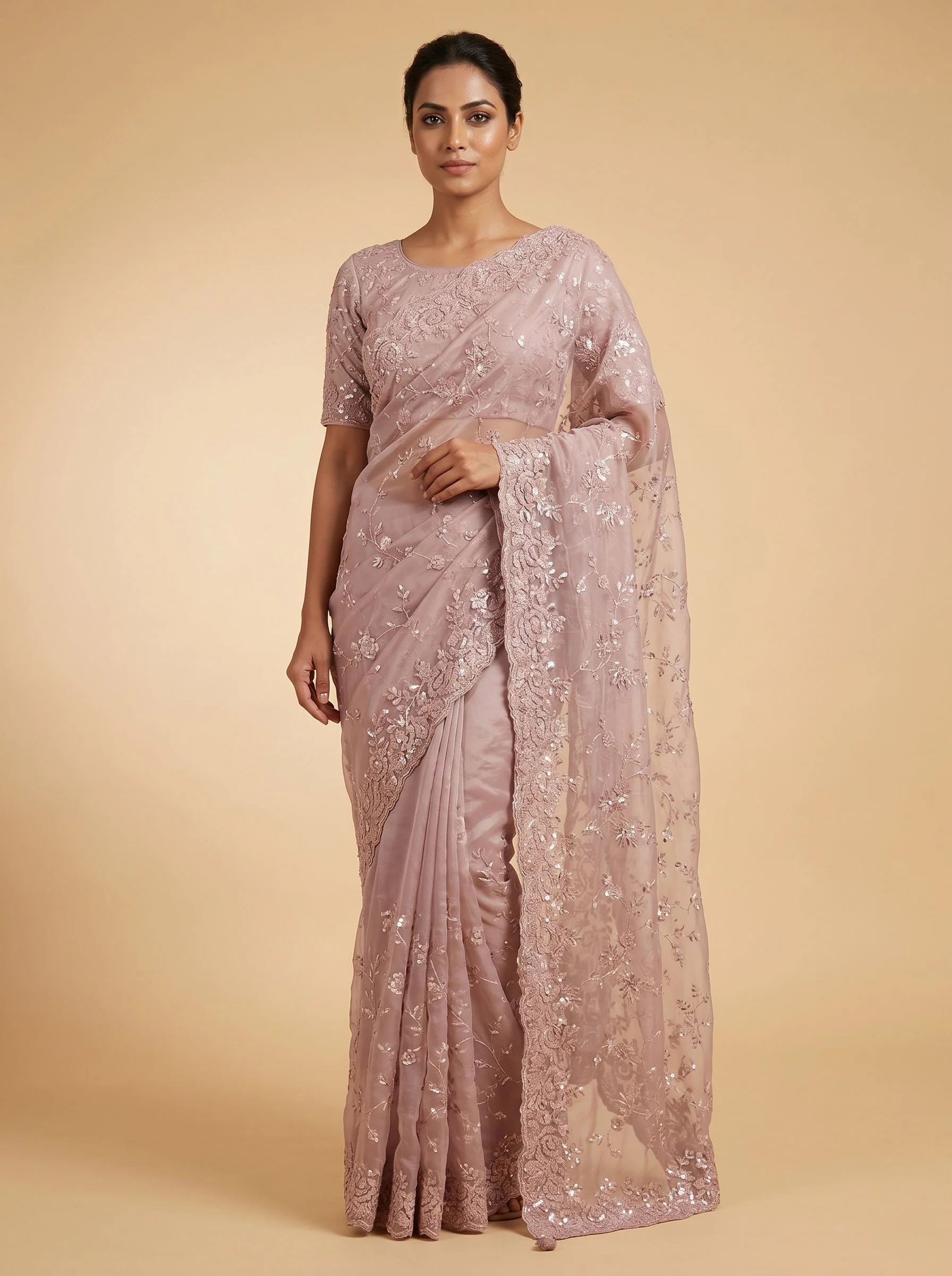 Embroidered Gajri Saree