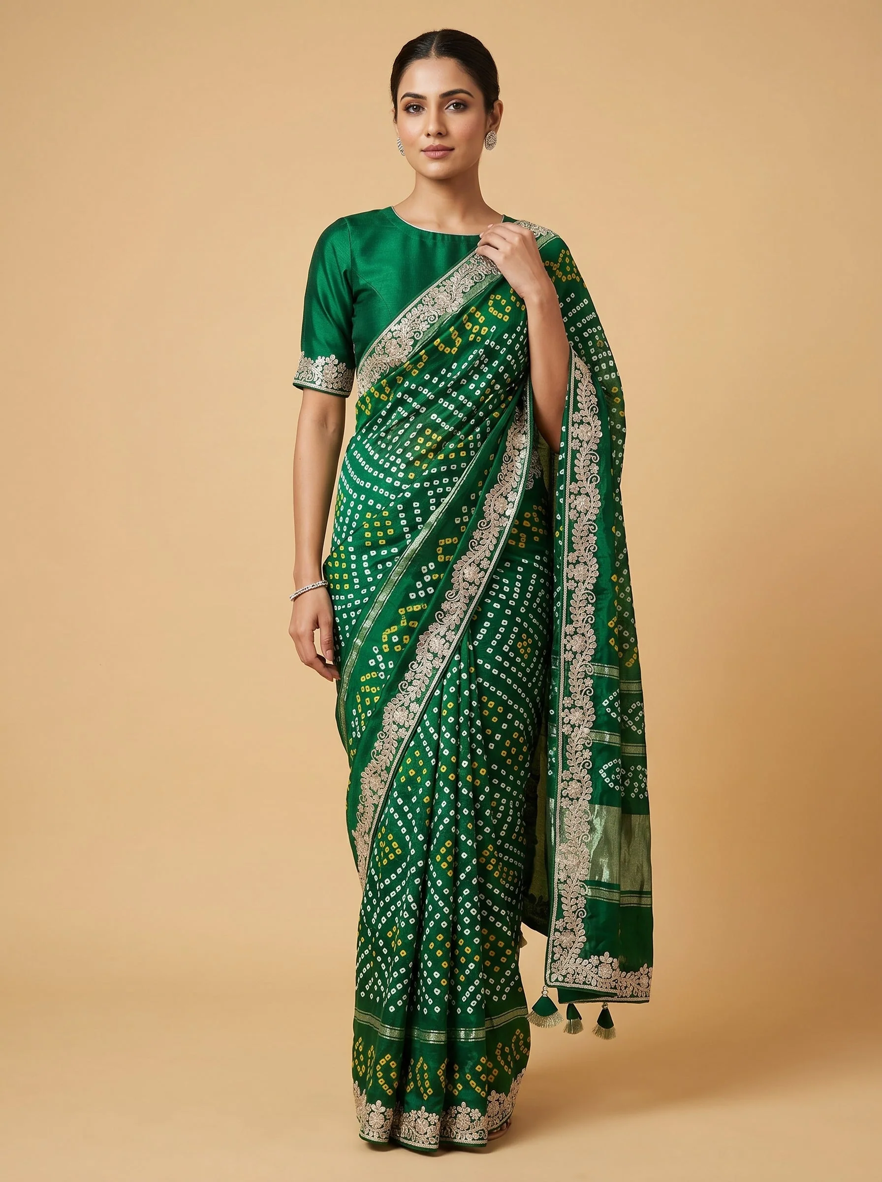 Emerald Grace Rama Green Embroidered Saree