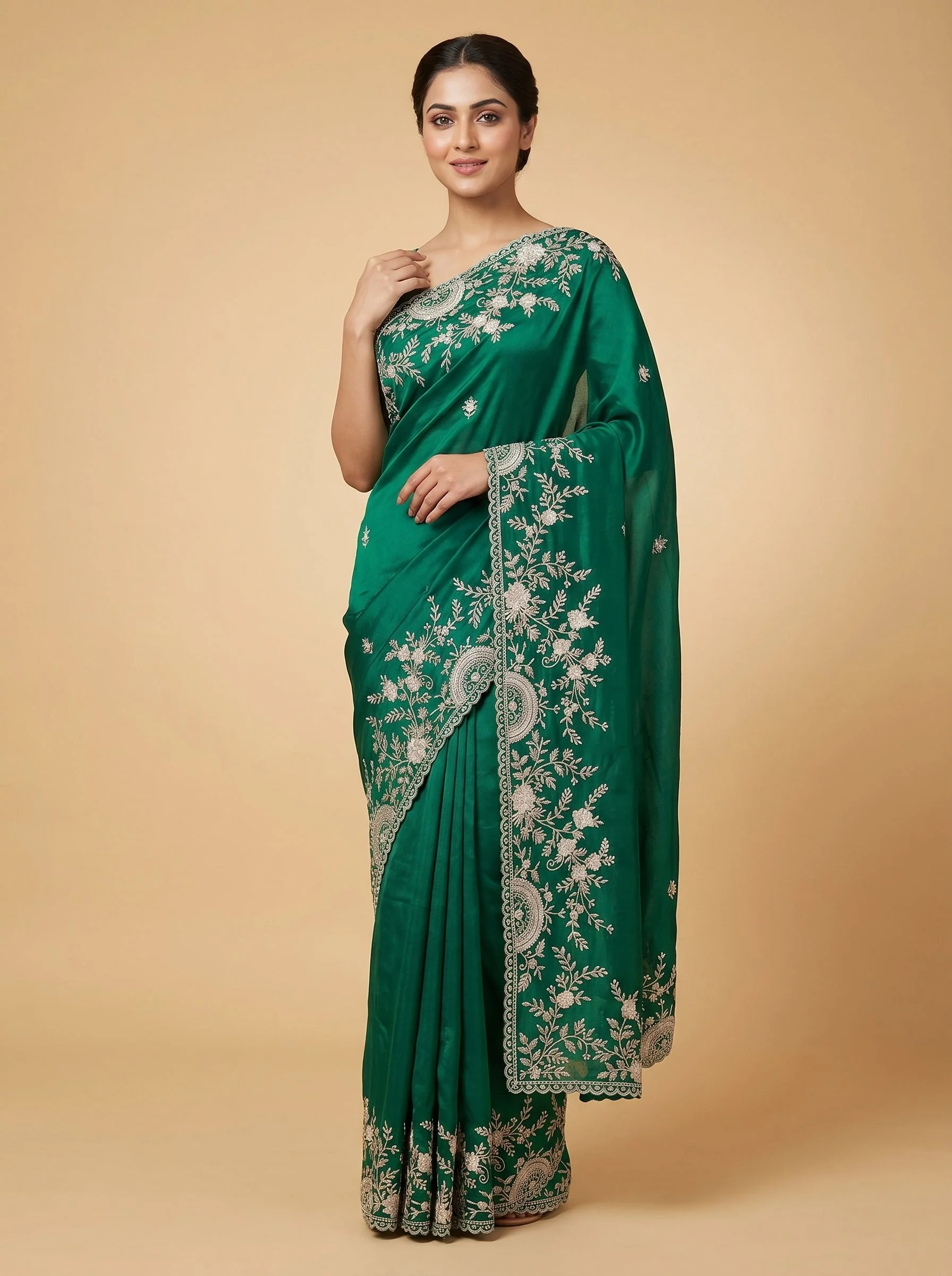 Emerald Thread Shine Saree