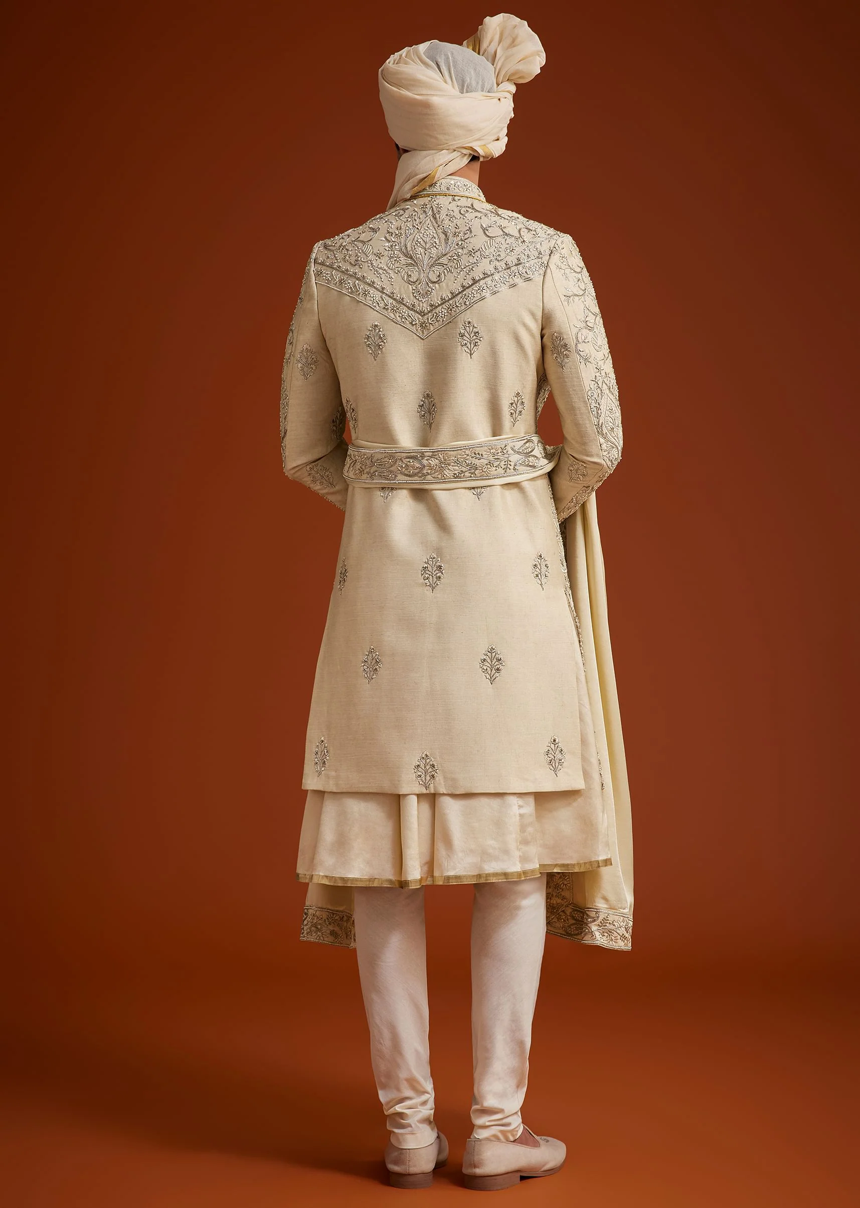 Faun Sherwani Set With Zardosi And Butti Work - Image 5
