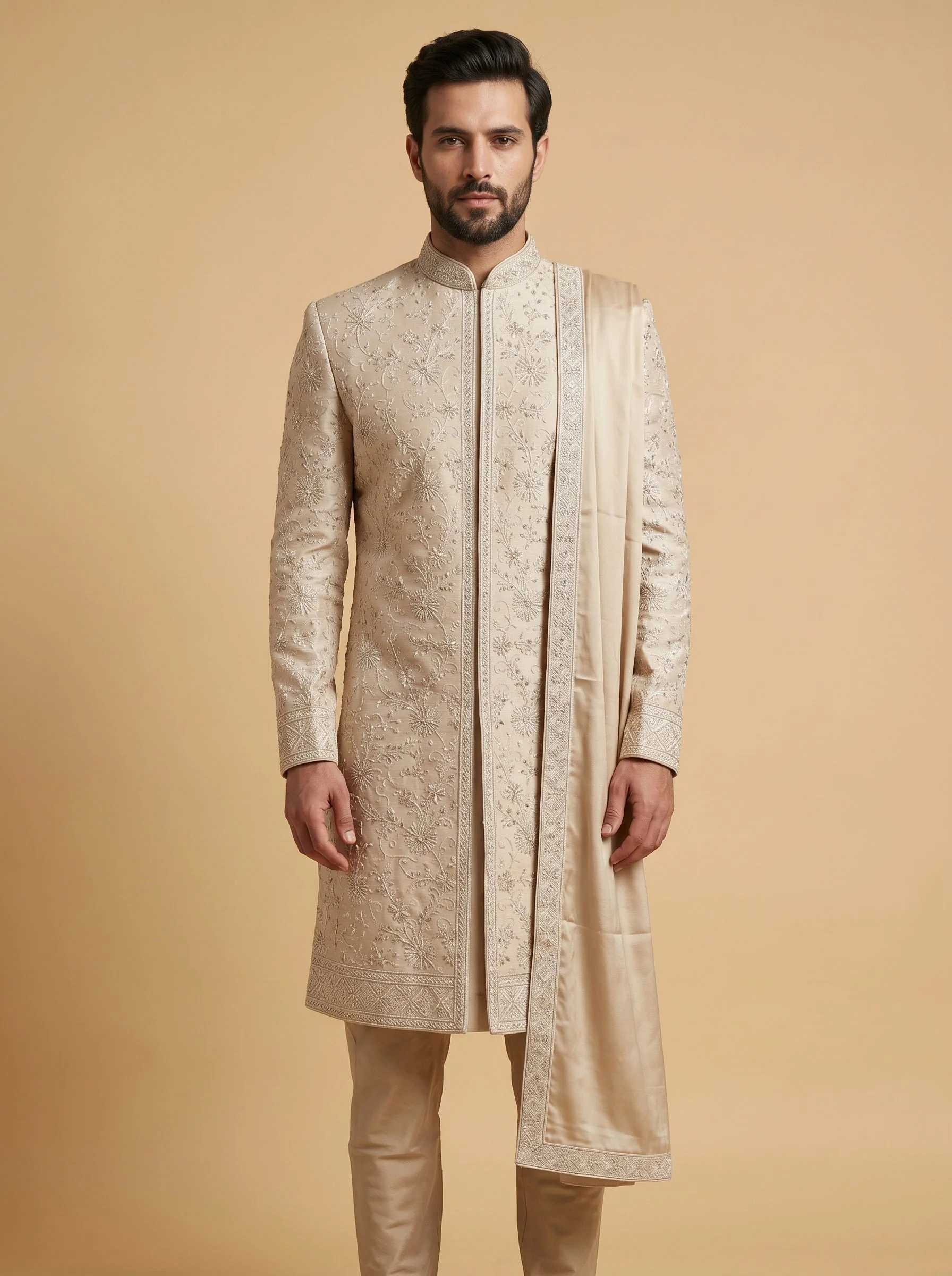 Fawn Traditional Sherwani