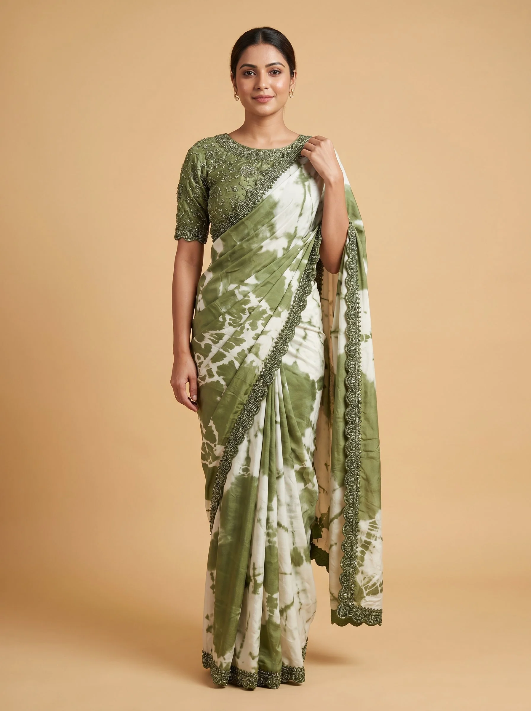 Fern Green Fresh Embroidered Saree