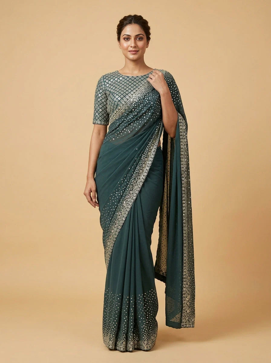 Fern Green Refined Classic Saree