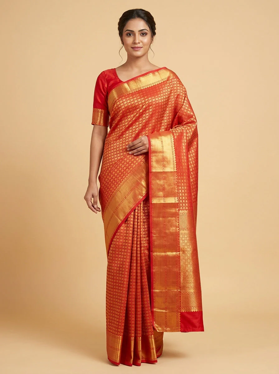 Festive Red Handloom Saree