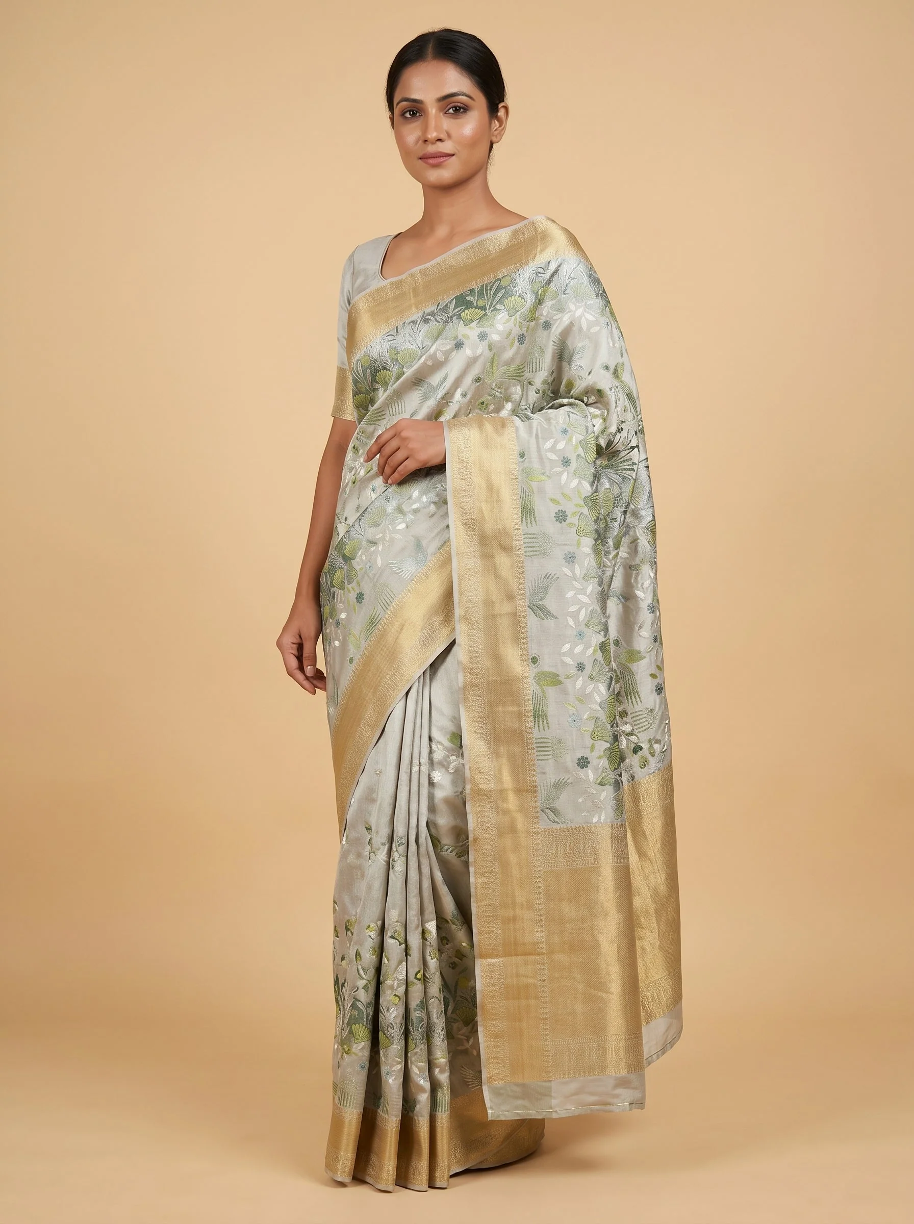 Forest Green Whisper Handloom Saree