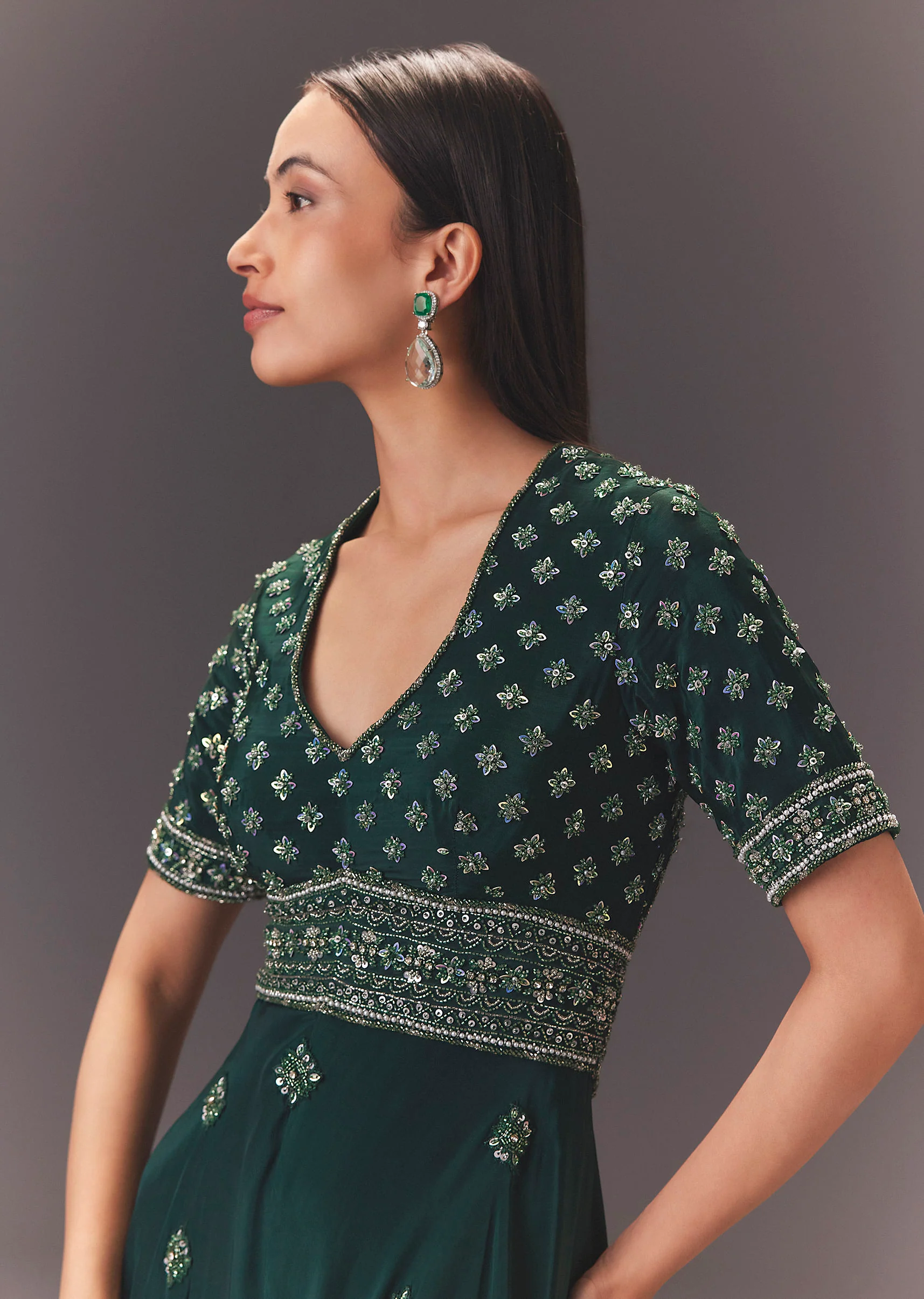 Forest Greenhand Embroidered Double Layer Jumpsuit - Image 5