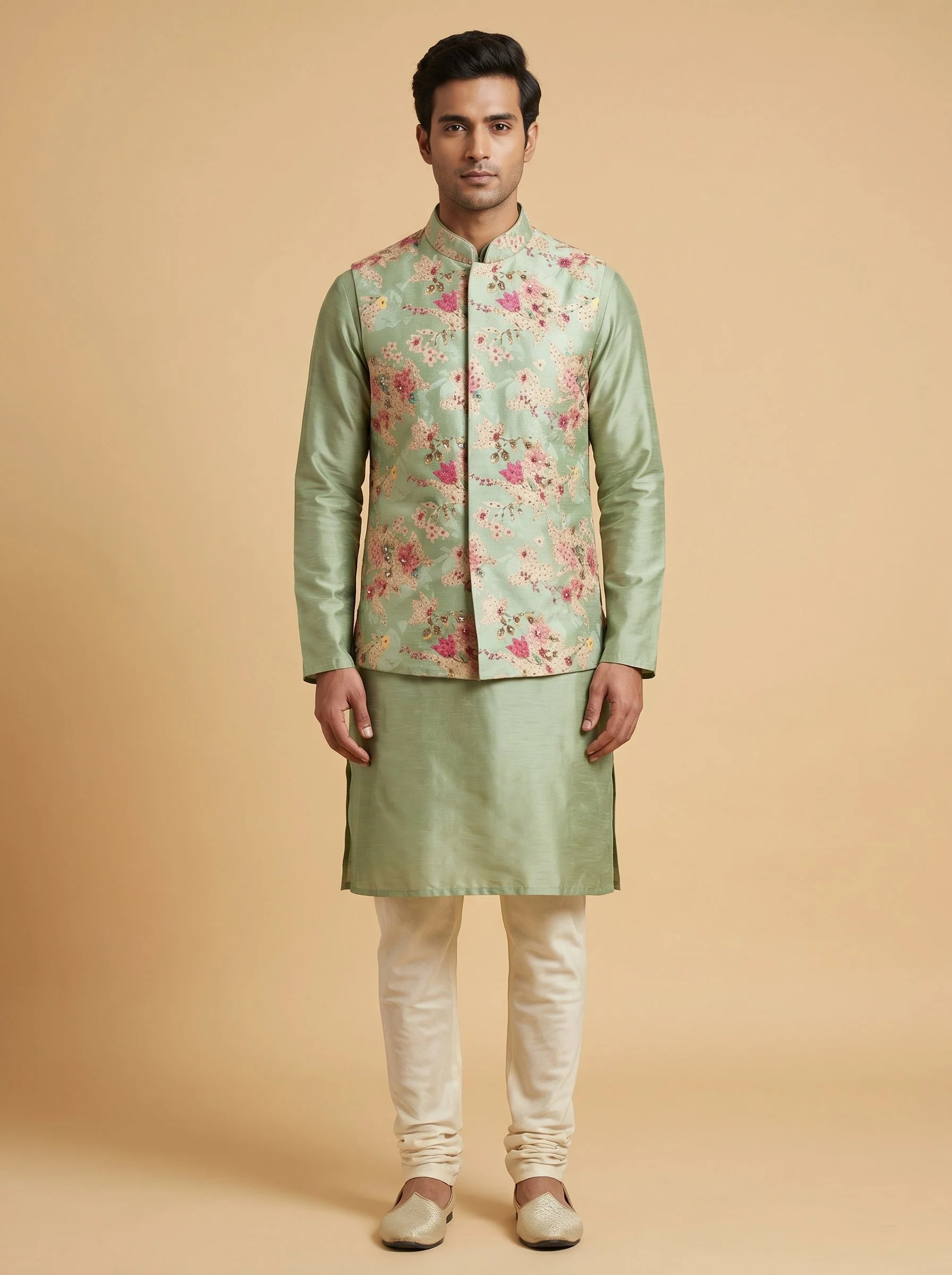 Fresh pista jacket kurta set