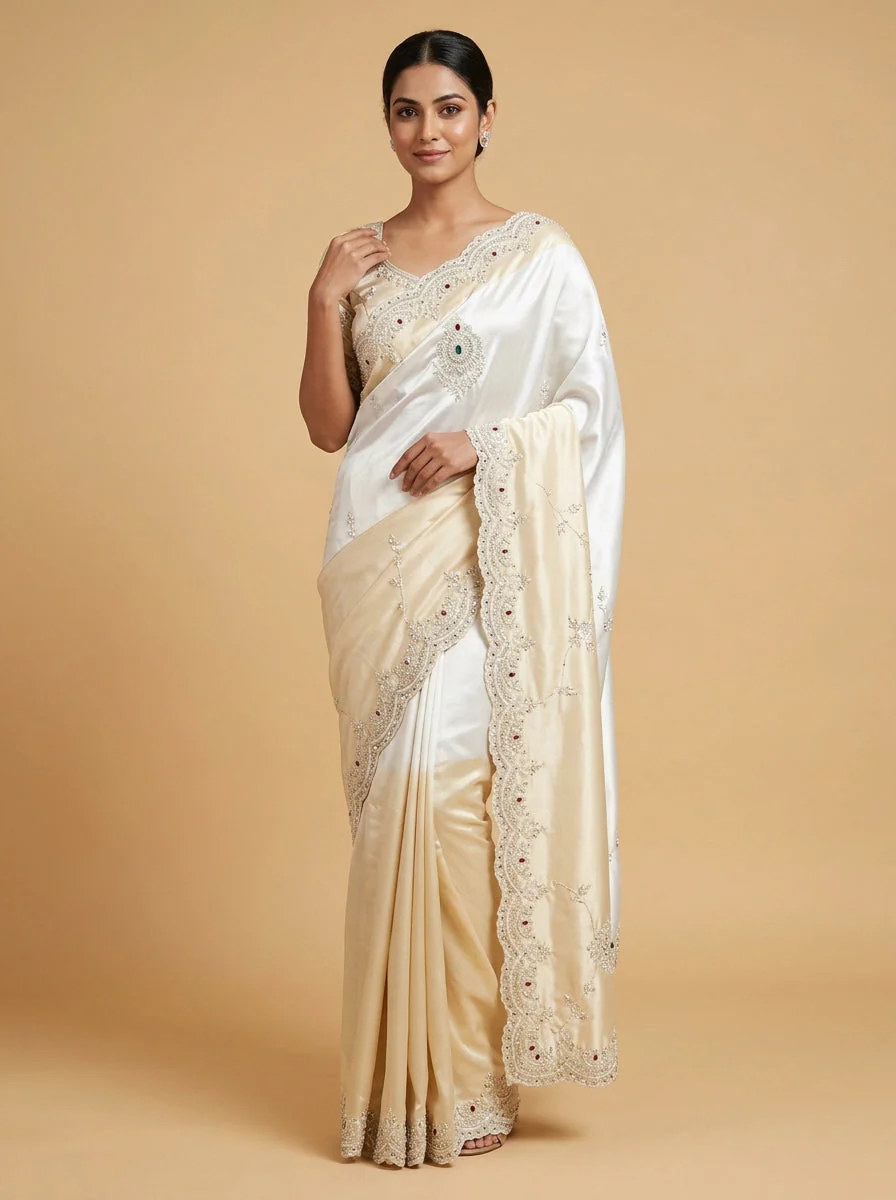 Frosted White Luxe Glow Saree