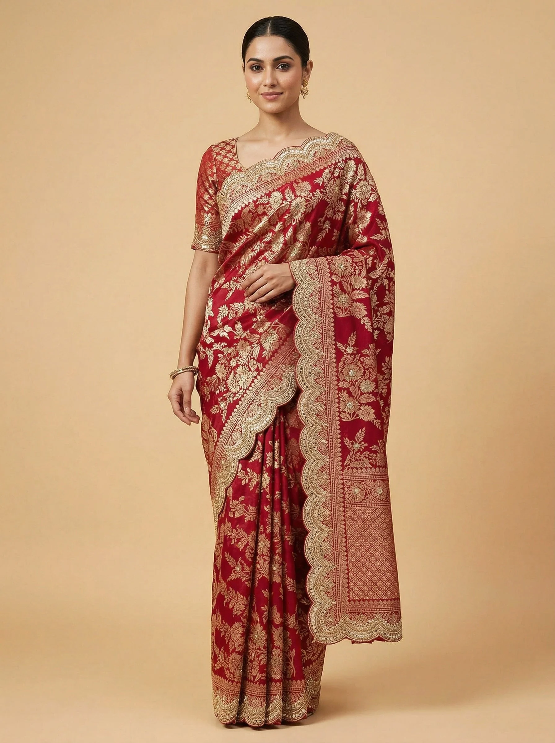 Fuchsia Magenta Embroidered Saree