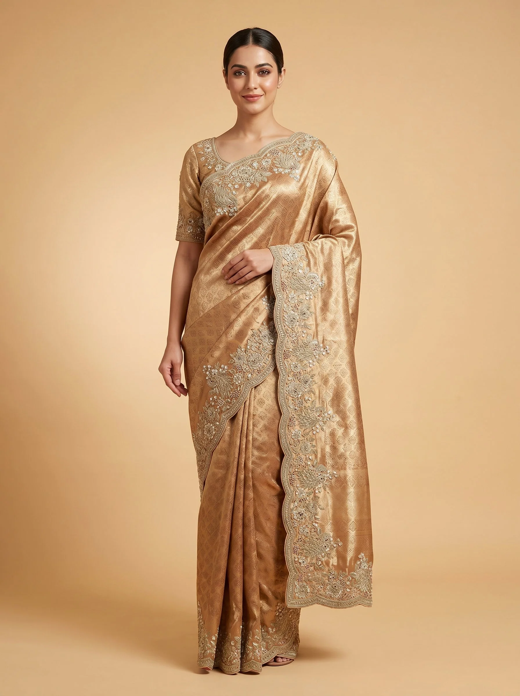 Gajri Glow Embroidered Saree
