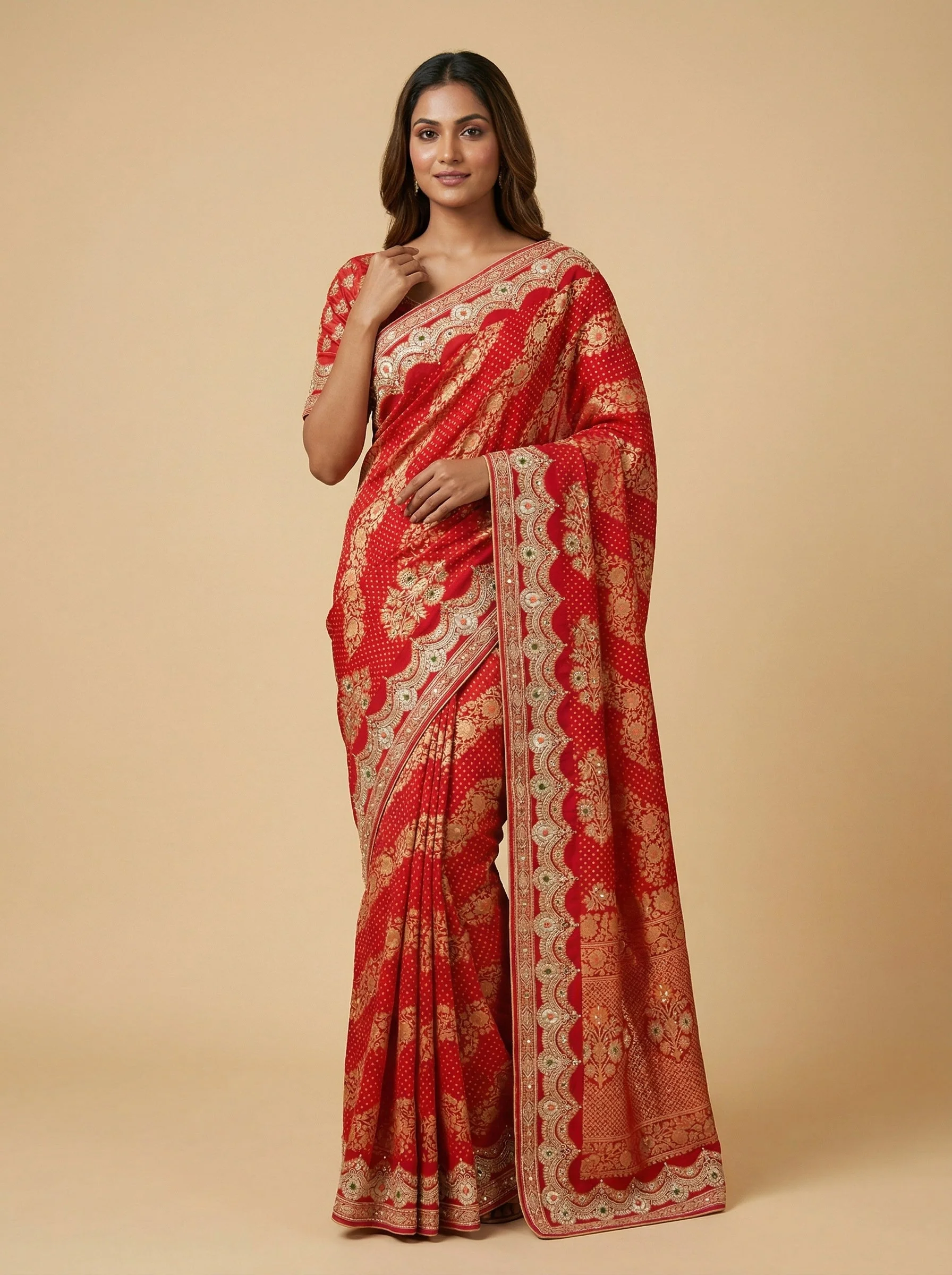 Gajri Vibrant Embroidered Saree